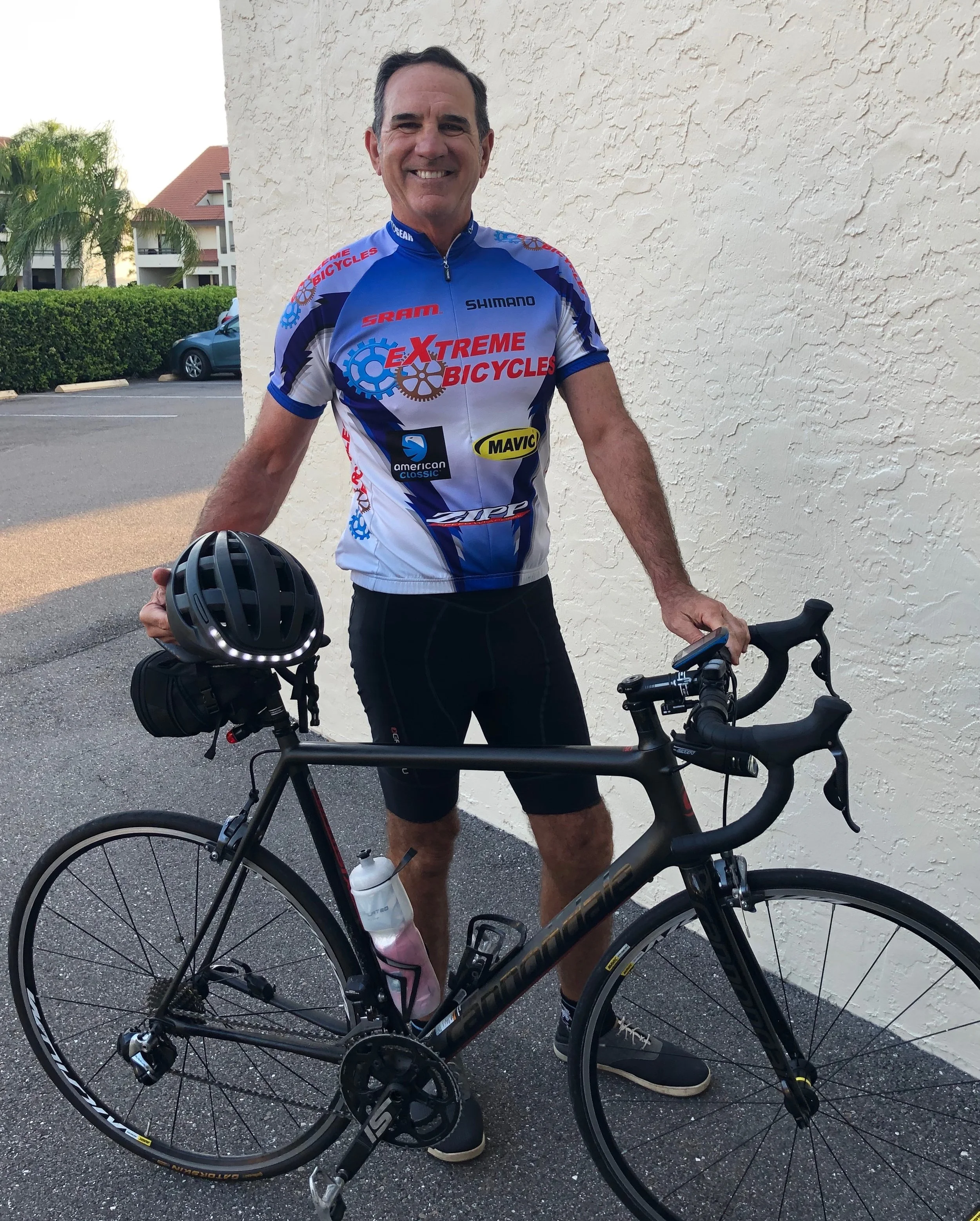  David Ritz enjoying one of his hobbies as a cyclist. 
