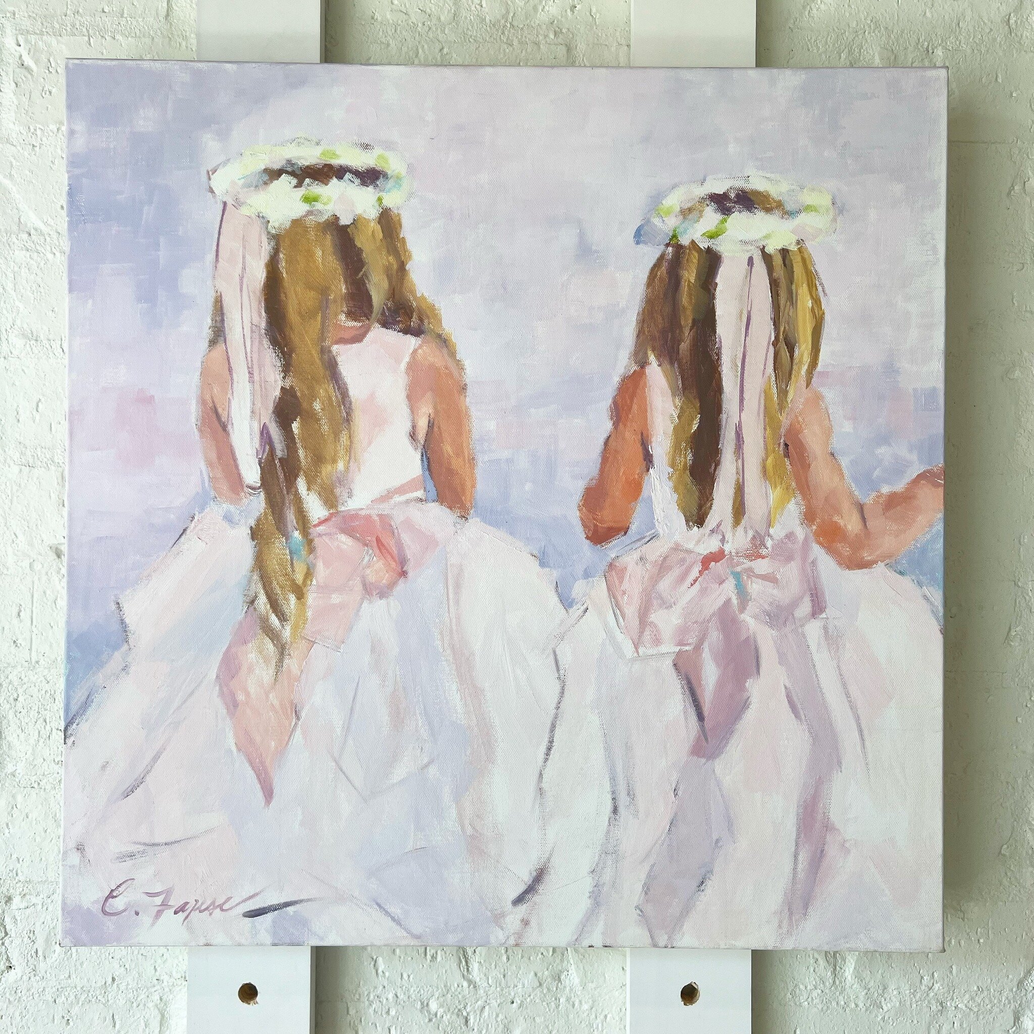 Thank you all so much for helping me prepare my studio for new work by purchasing pieces in the studio sale last week! This painting, a color study of two sweet sisters, is still available. I will try to add all remaining pieces to my website in the 