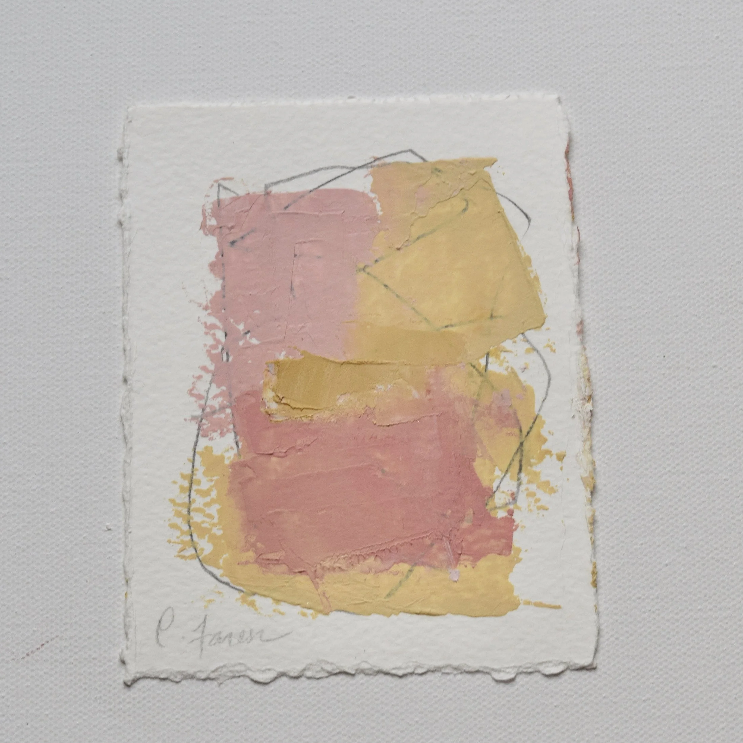 4x5 deckled edge mixed media abstract on paper