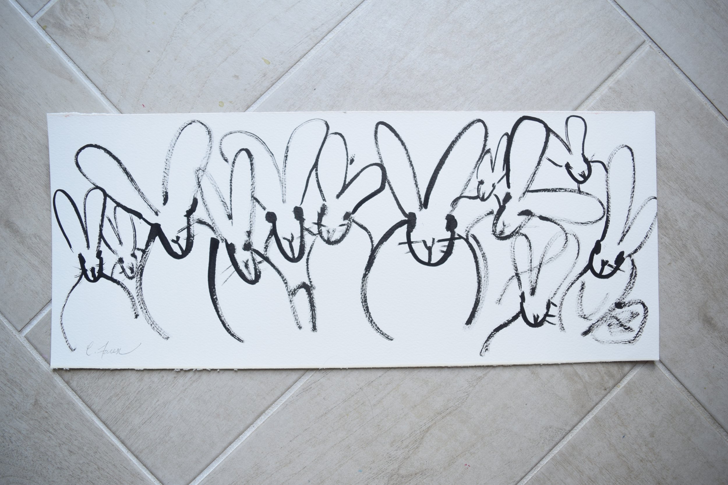 Sumi ink "Bunnies Study"