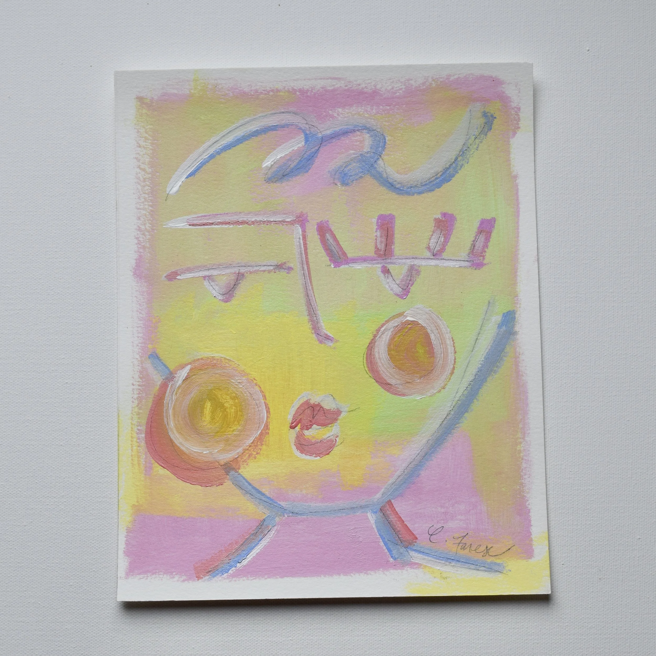 Fun Face - mixed media on paper