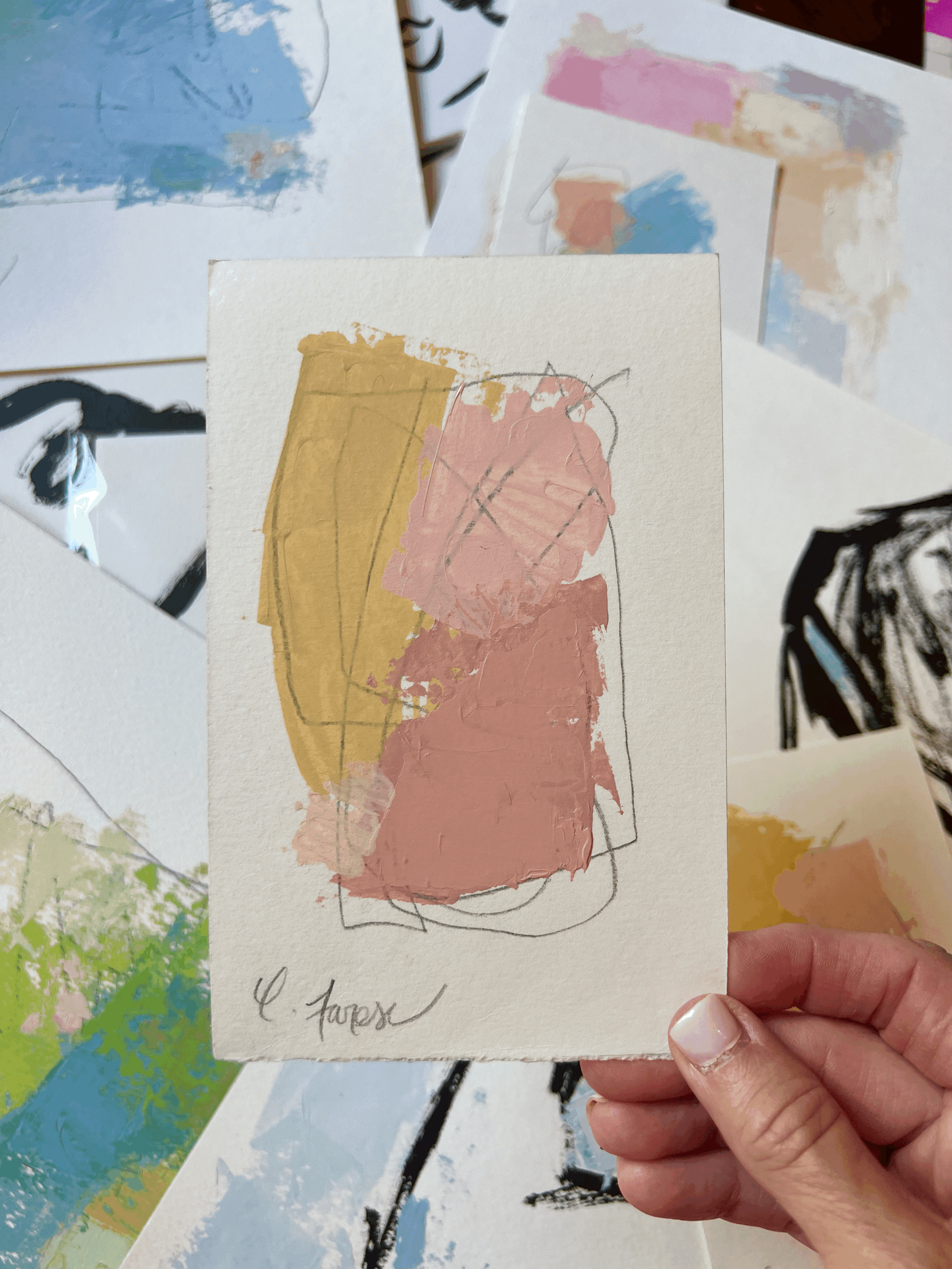 4x6 mixed media abstract
