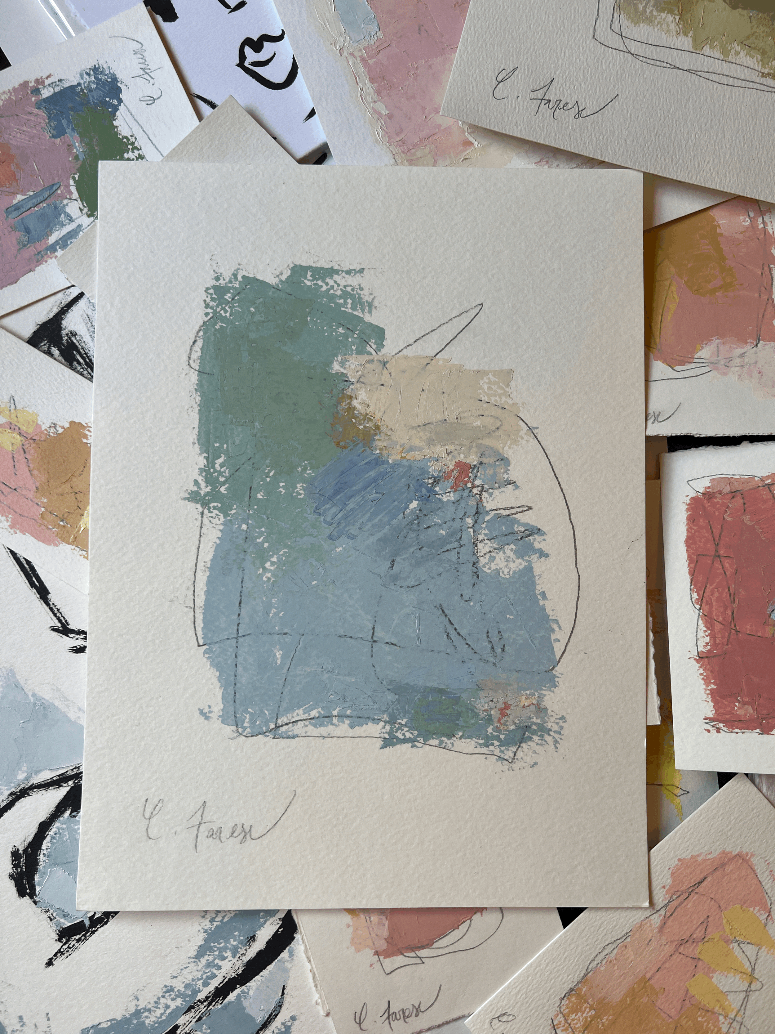 9 x 12 mixed media abstract on paper