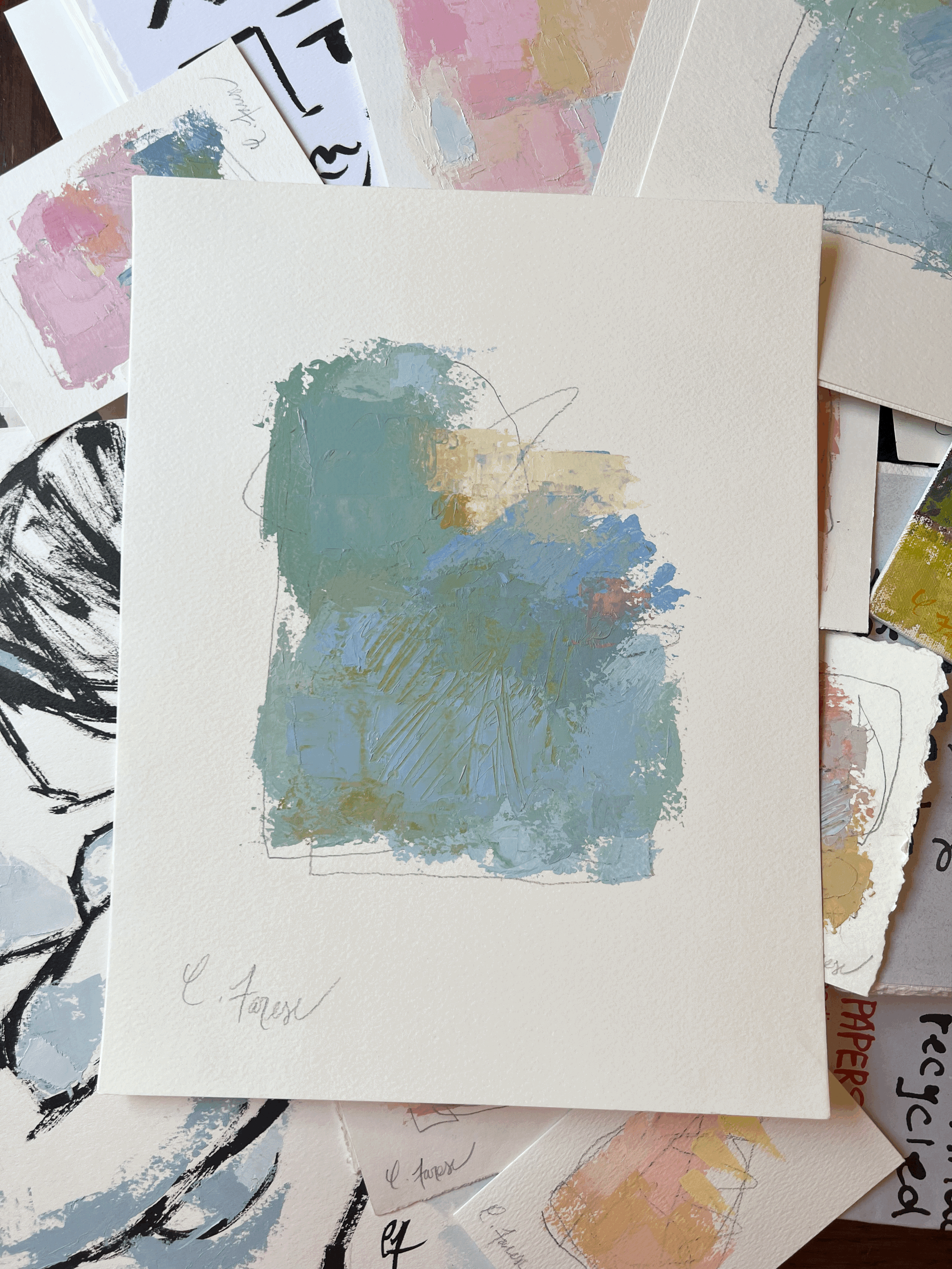 11 x 14 mixed media abstract on paper [SOLD]