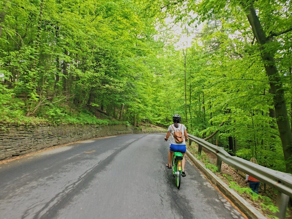 Mich biking on Ithaca's roads.JPG