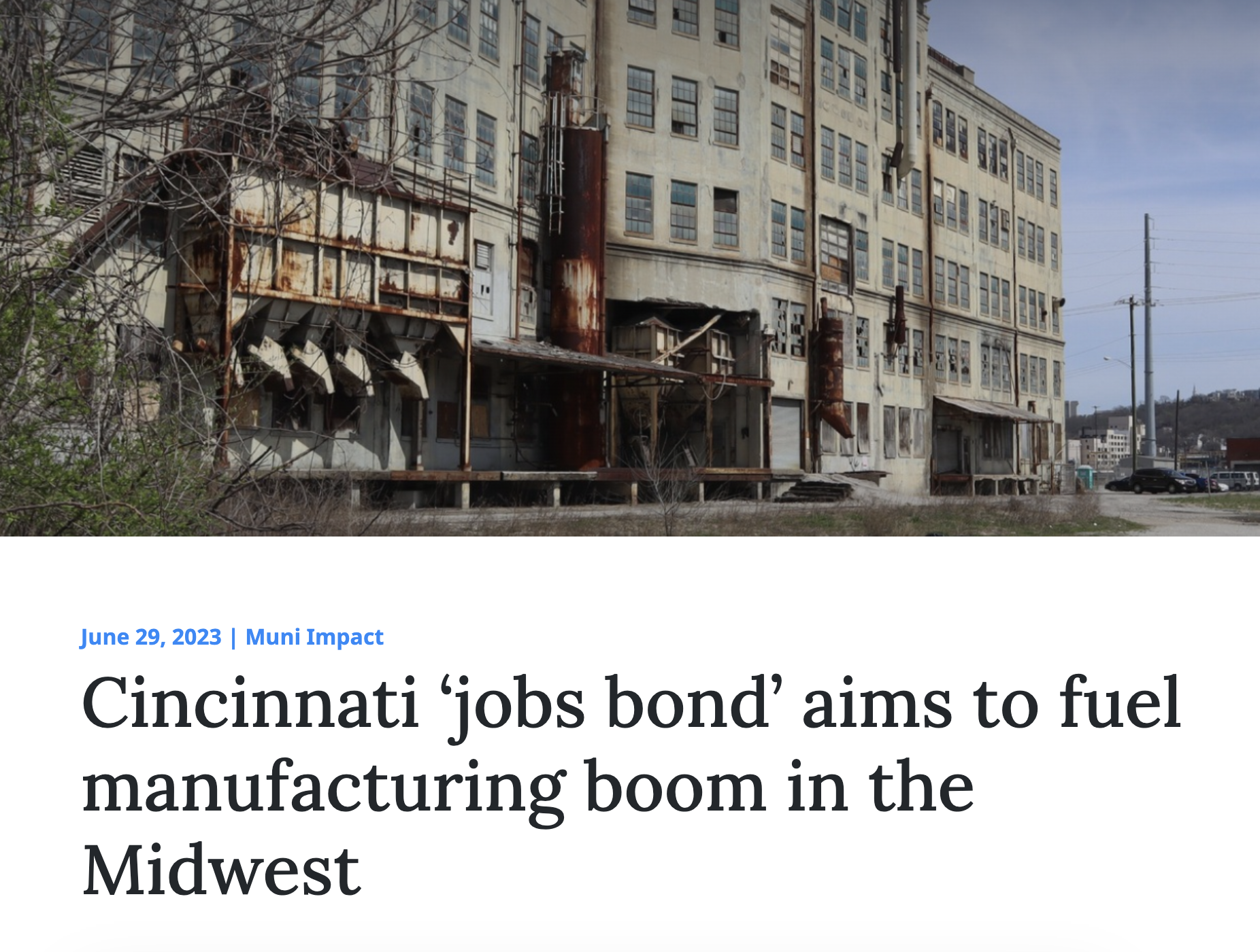 ImpactAlpha: Cincinnati ‘jobs bond’ aims to fuel manufacturing boom in the Midwest