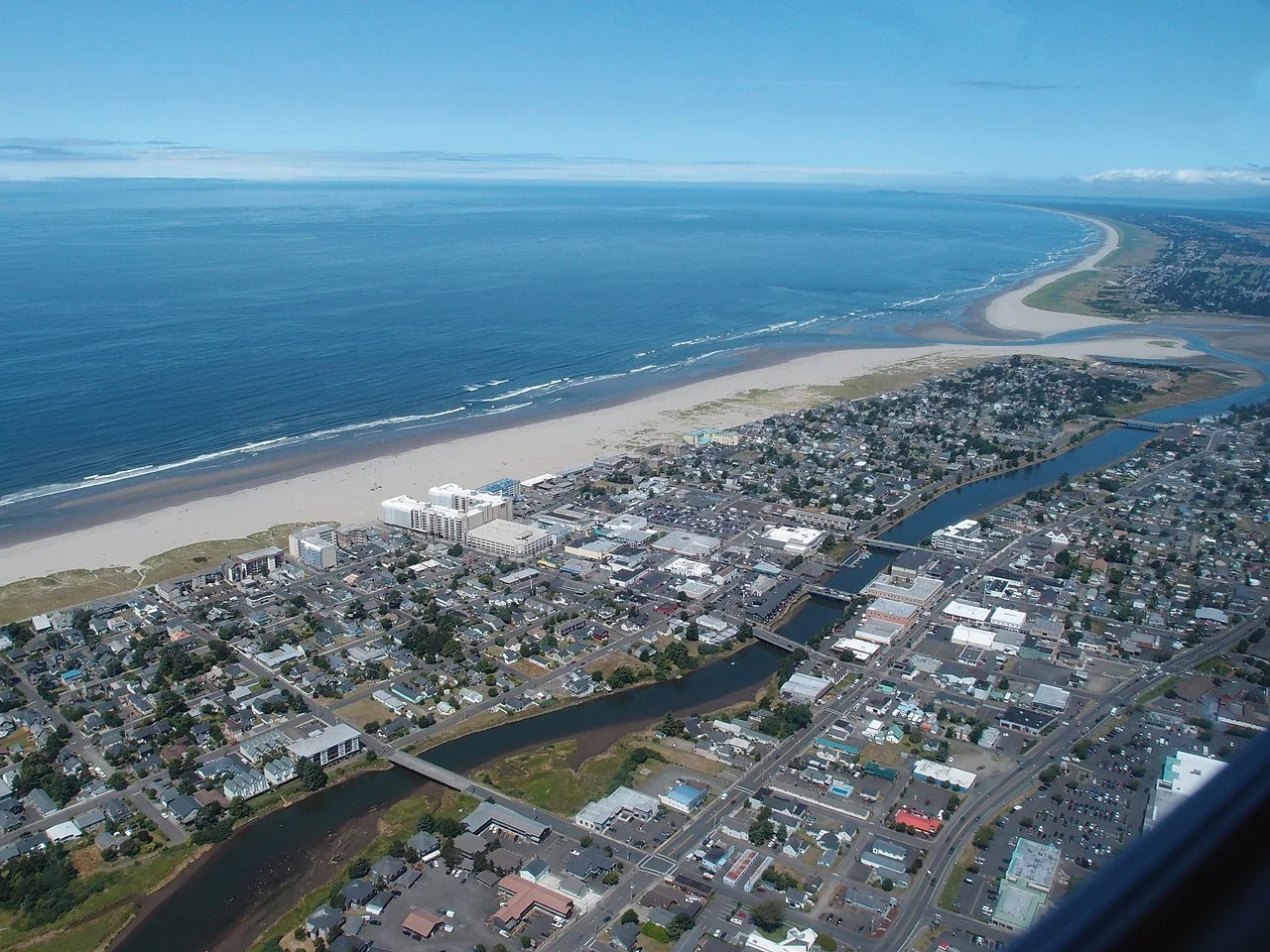 An aerial view of Seaside, Oregon