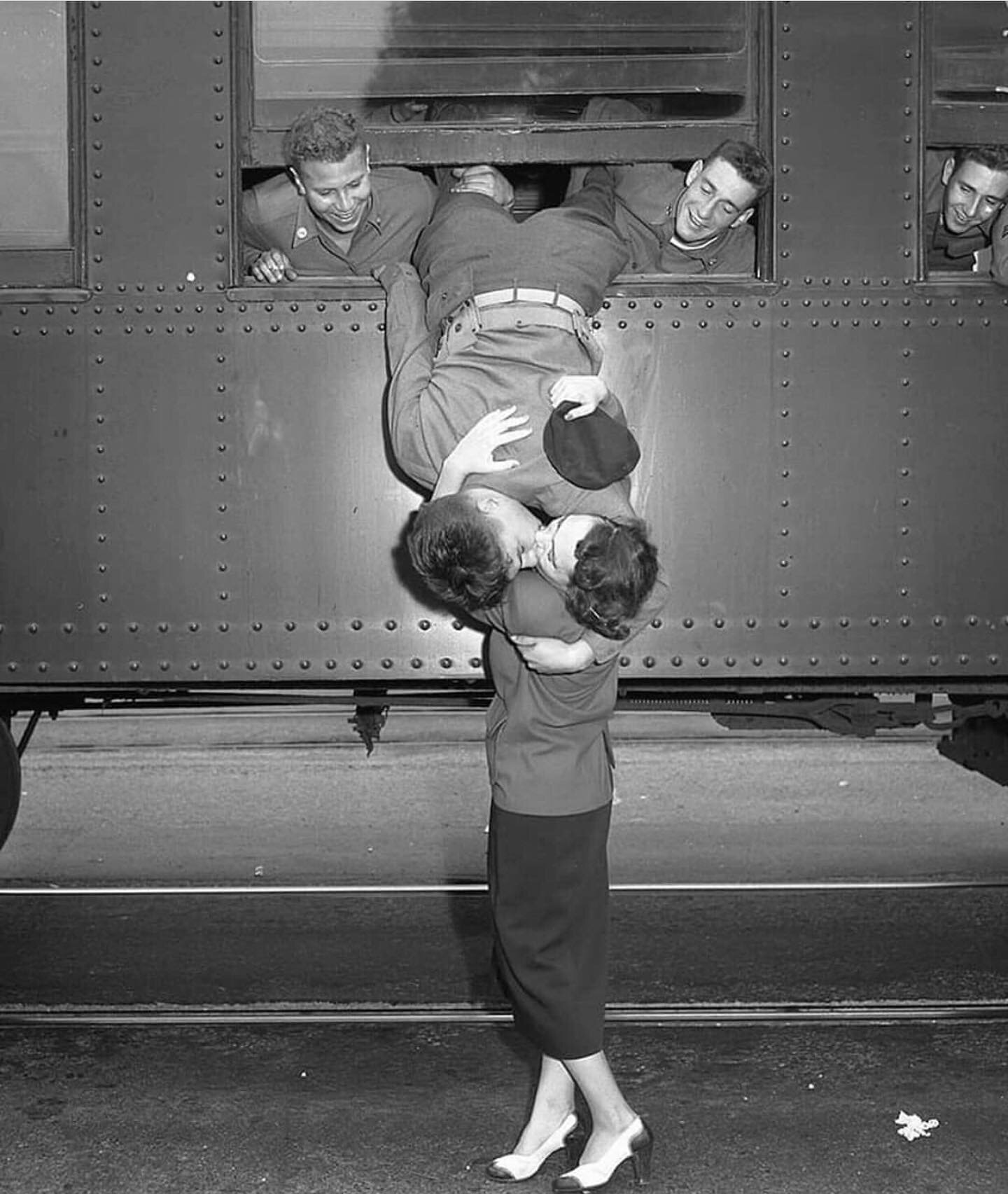 Kiss the ones you love.
.
Korean War Goodbye Kiss by Frank Q. Brown, 1950.