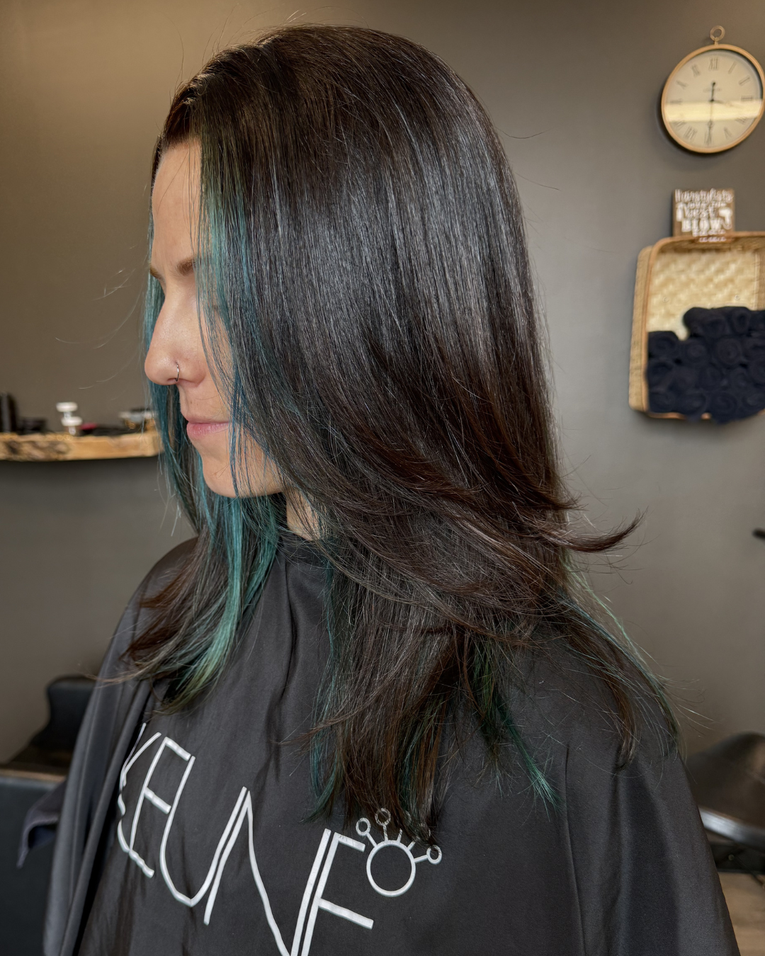 Brazilian Blowout smoothing treatment results by Paden Faulkner at Modality Beauty Studio in Greeley, Colorado for smooth, shiny, frizz-free hair.
