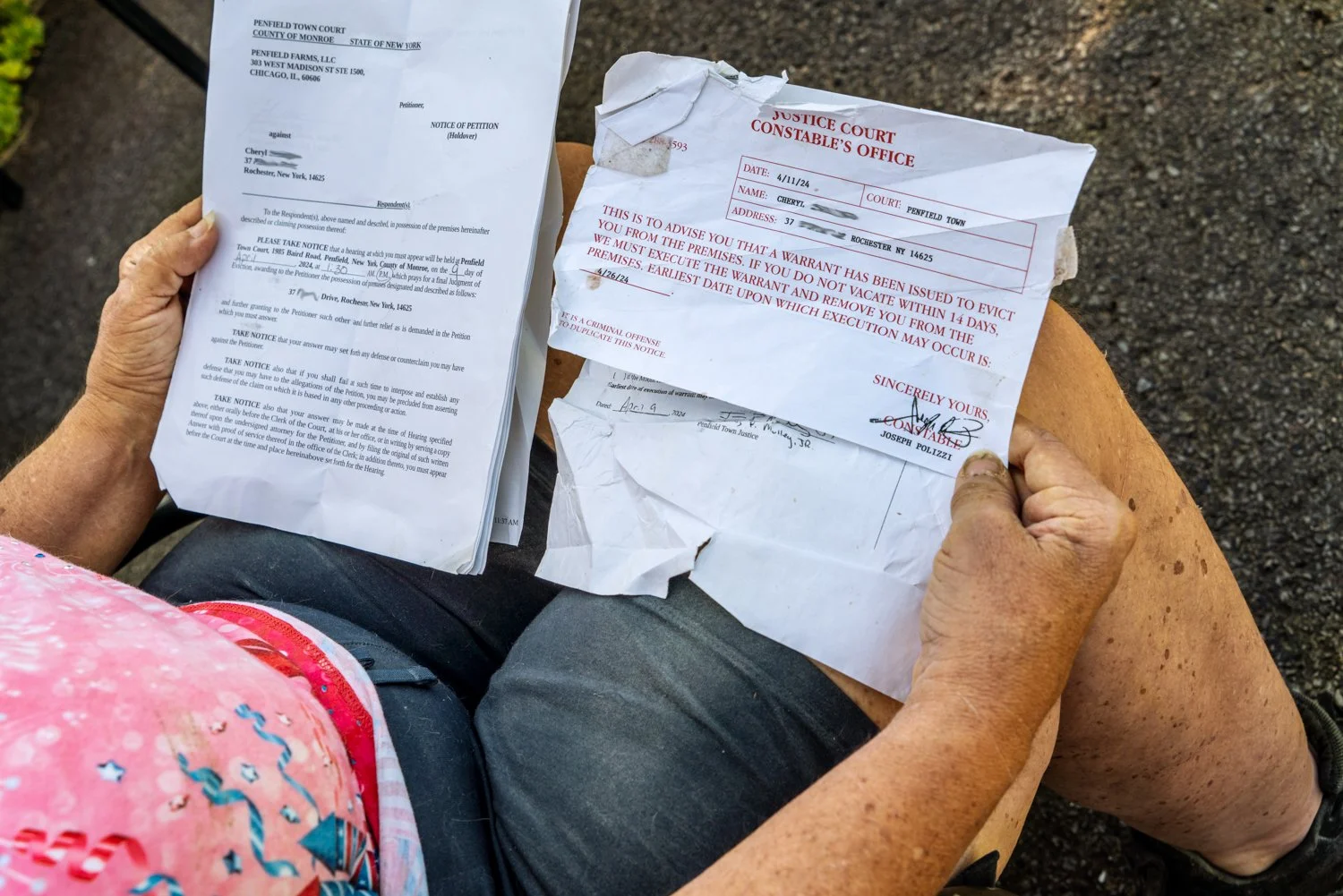 Cheryl with Eviction Papers, 2024