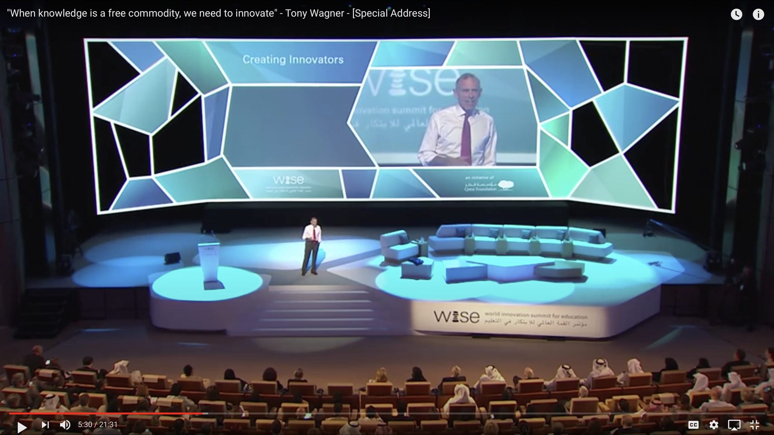 Tony's World Innovation Summit in Education keynote is now available