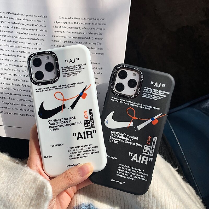 off white x swoosh clear phone case