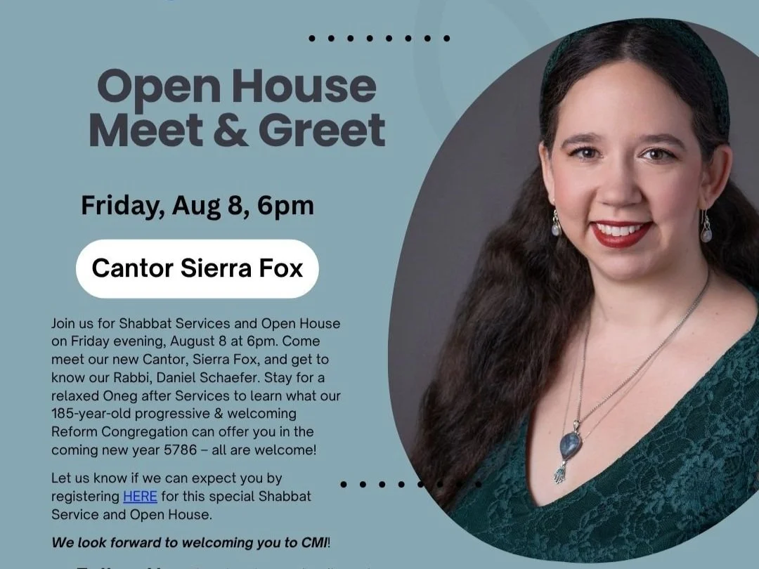 Shabbat Services &amp; Open House to Meet &amp; Greet Our New Cantor 