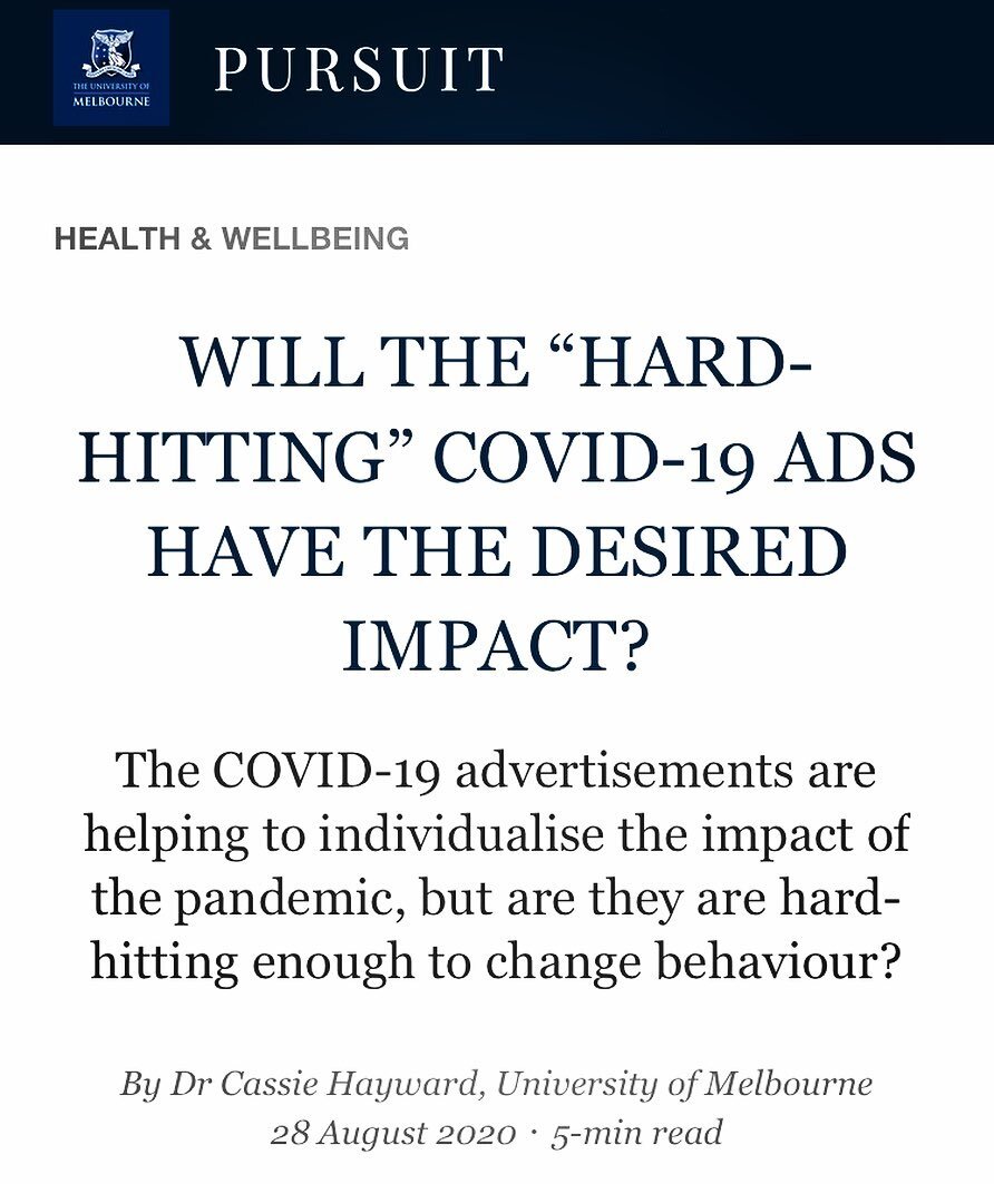 When Cassie isn't wearing her Empirica hat, she's wearing her UniMelb hat... and talking about ads...! https://pursuit.unimelb.edu.au/articles/will-the-hard-hitting-covid-19-ads-have-the-desired-impact