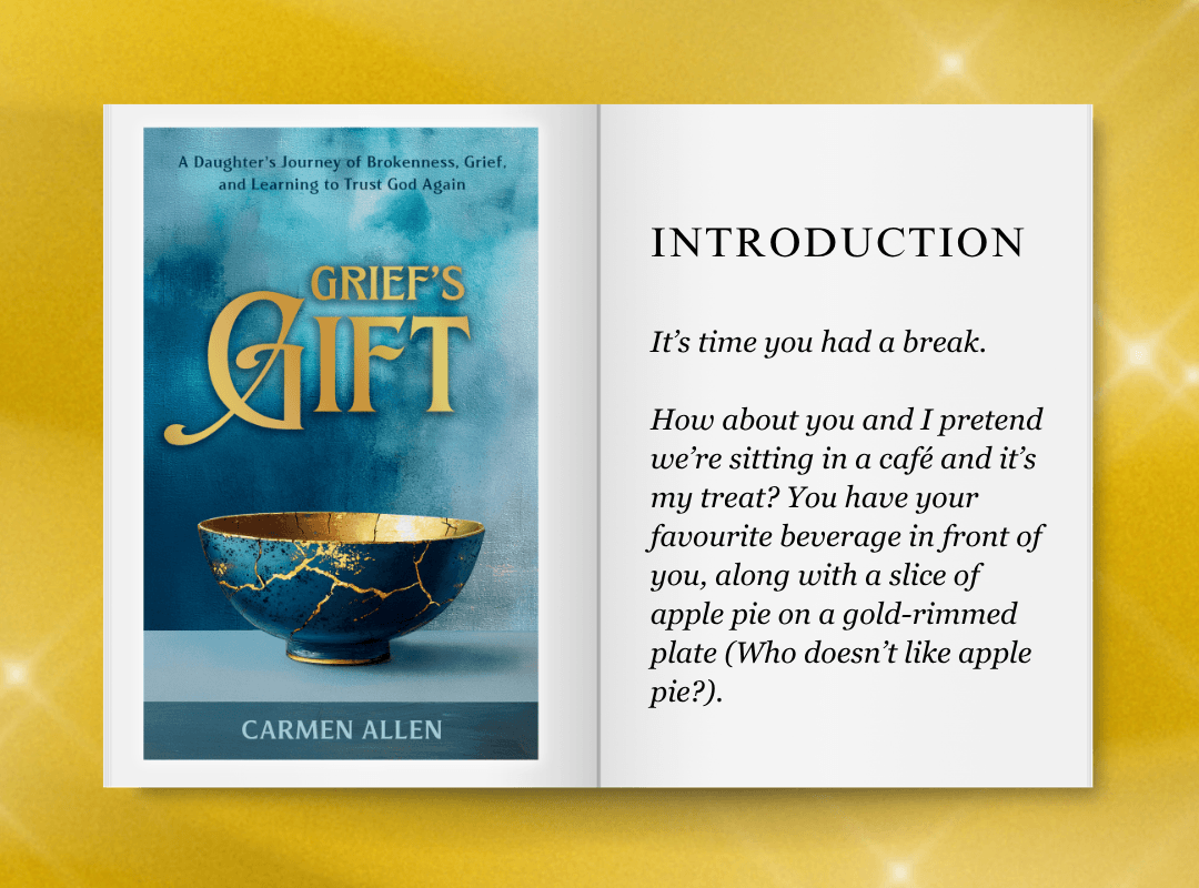 Open book image of Introduction of Grief's Gift