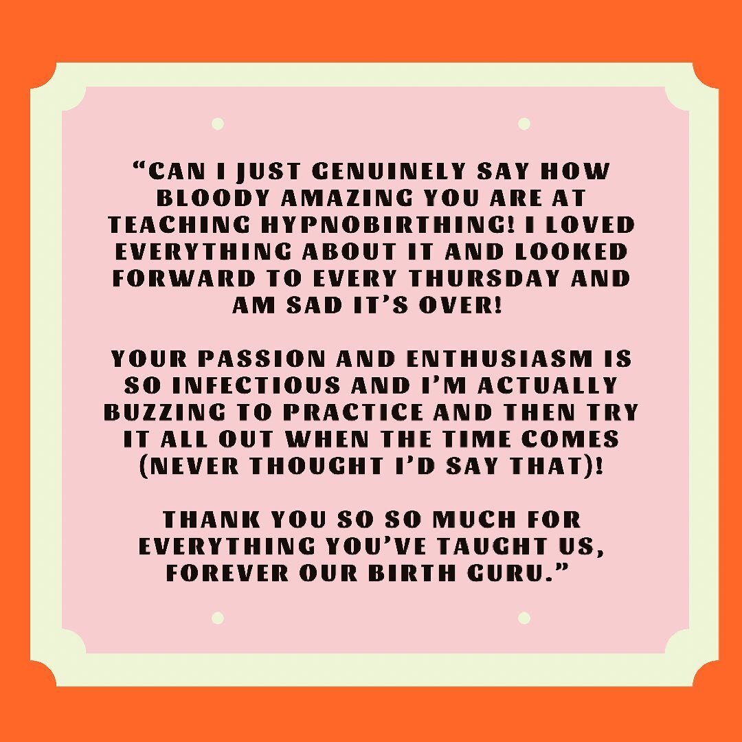 Feedback from one of this month&rsquo;s group Hypnobirthing clients. 🥰