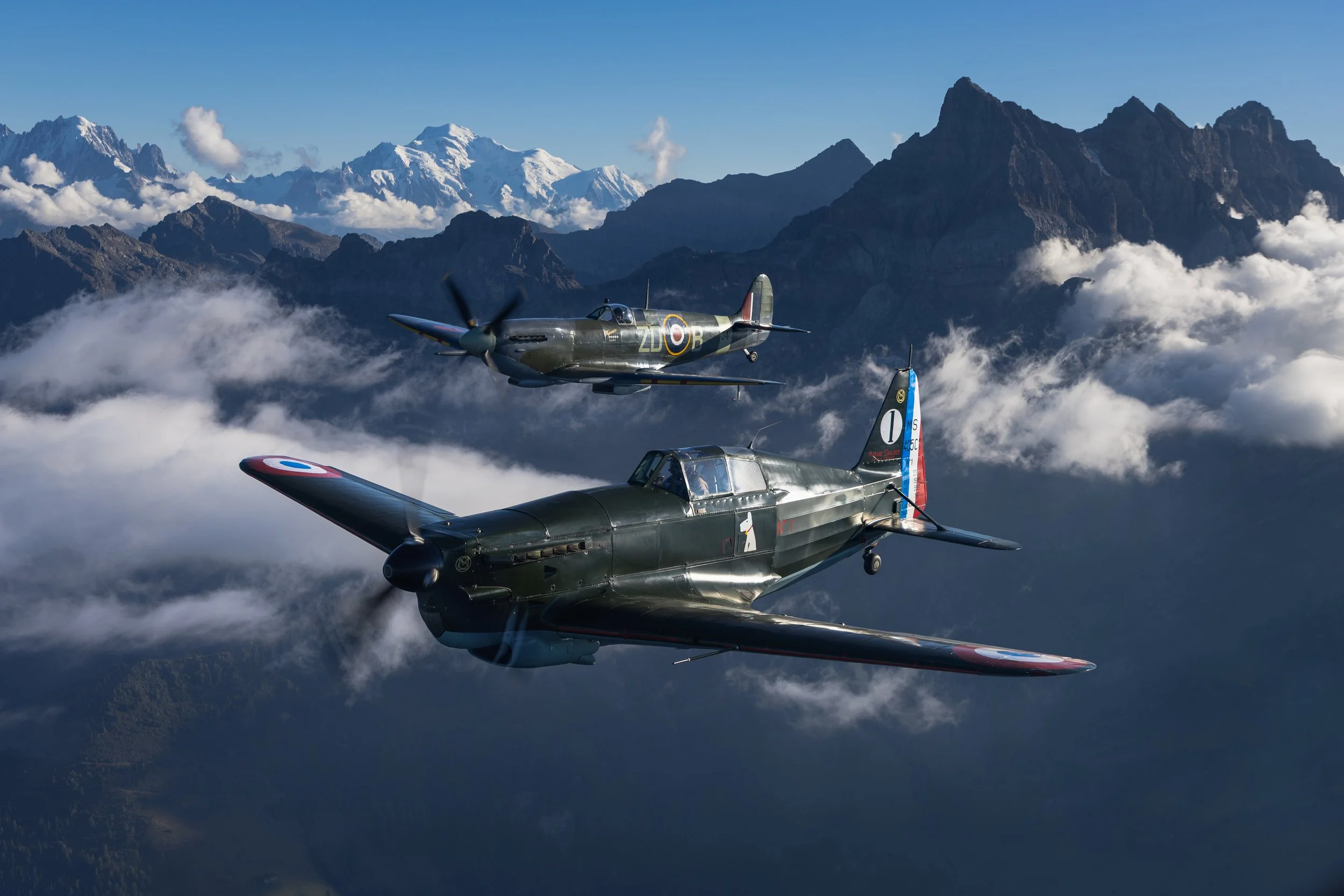 Air-to-Air: Spitfire MH434 and Morane D-3801 over Bex