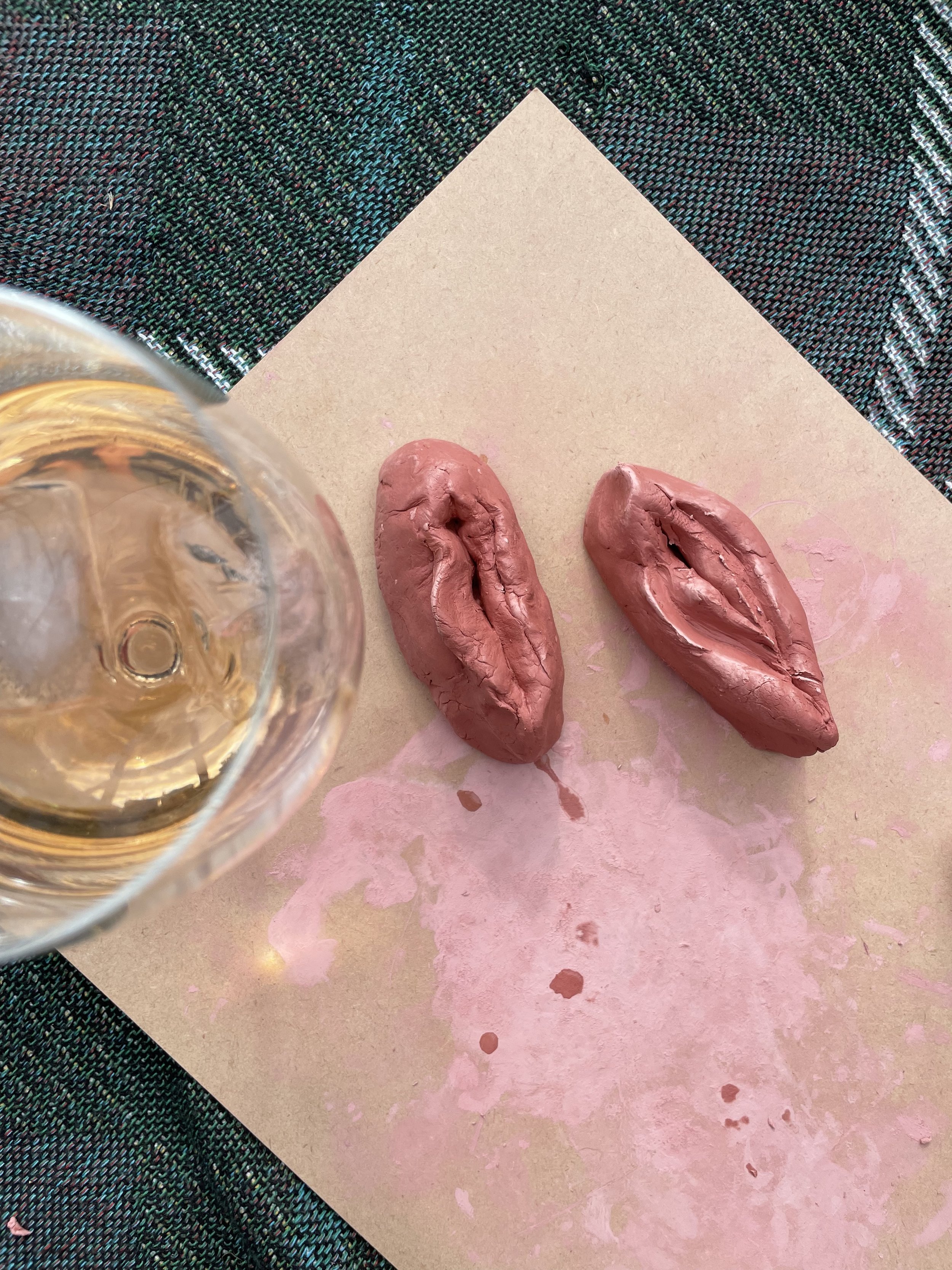 Labia art air dry clay by NZ artist Ainsley DS Creative women's health advocate