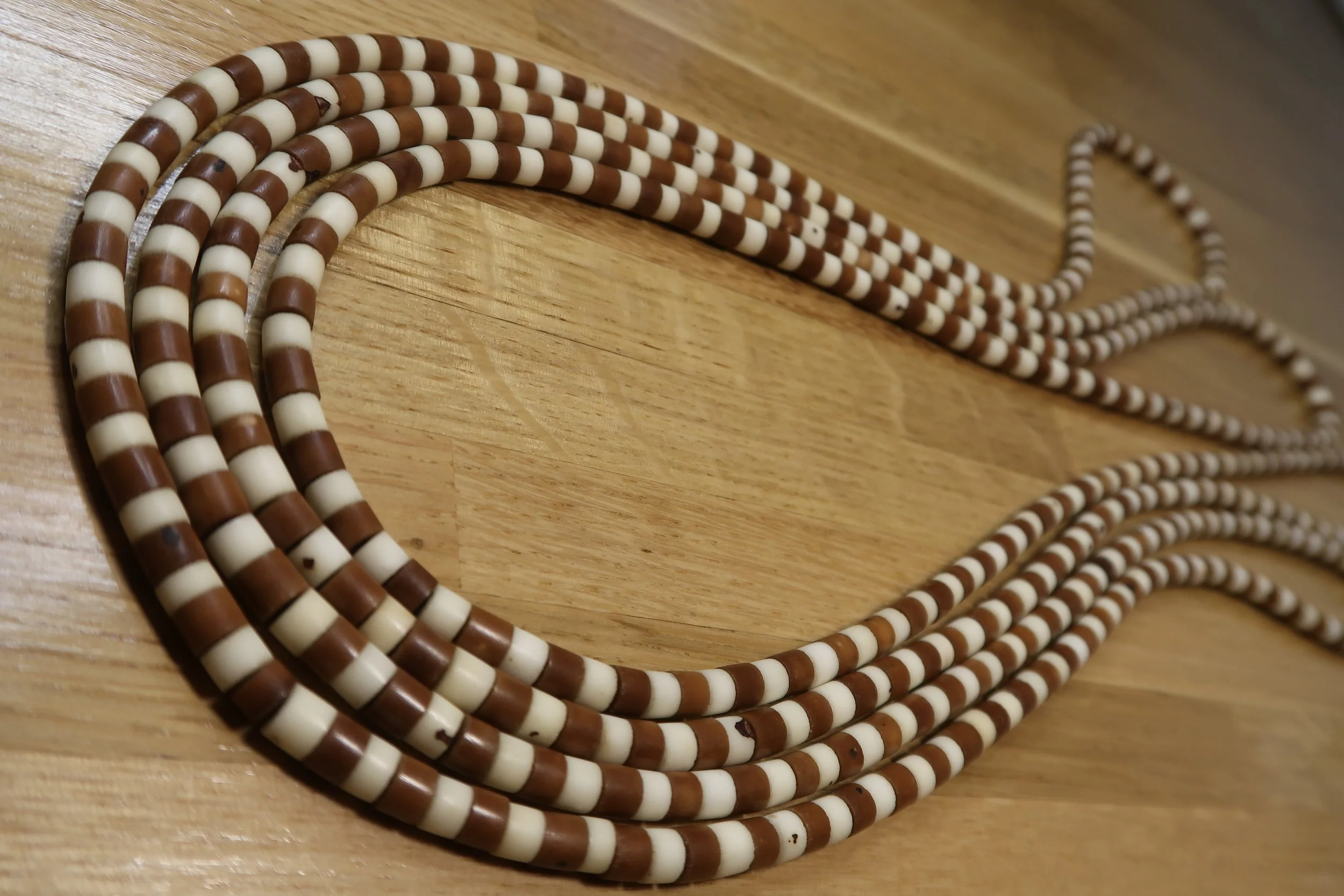Apurina Necklace - Thin Pair - White + Brown