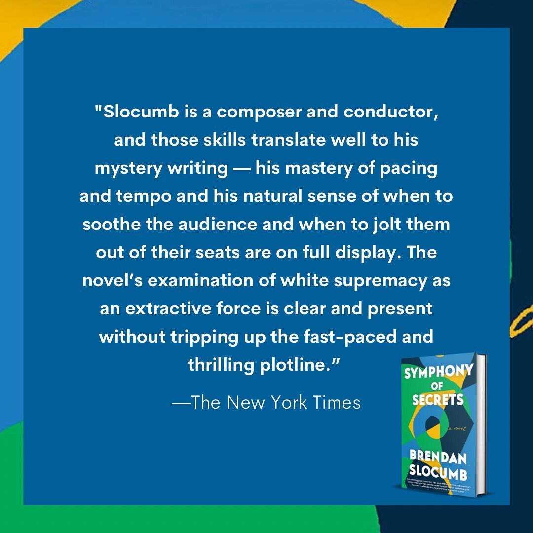 The New York Times review of Brendan Slocumb&rsquo;s SYMPHONY OF SECRETS is music to our ears!&nbsp;

@alyssacolelit writes, &ldquo;Brendan Slocumb&rsquo;s first novel, The Violin Conspiracy, displayed his deftness at crafting character-driven storie