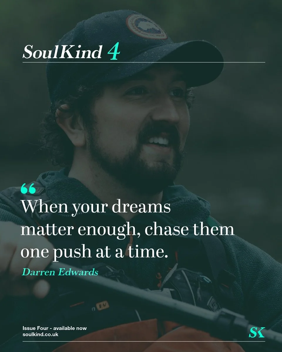 SoulKind Issue 4 featuring @darrenedwards_adventurer 

Darren&rsquo;s courage redefines possibility. Paralysed after a climbing accident, he&rsquo;s gone on to row oceans, sit ski glaciers, and kayak the length of Britain &mdash; not for glory, but t