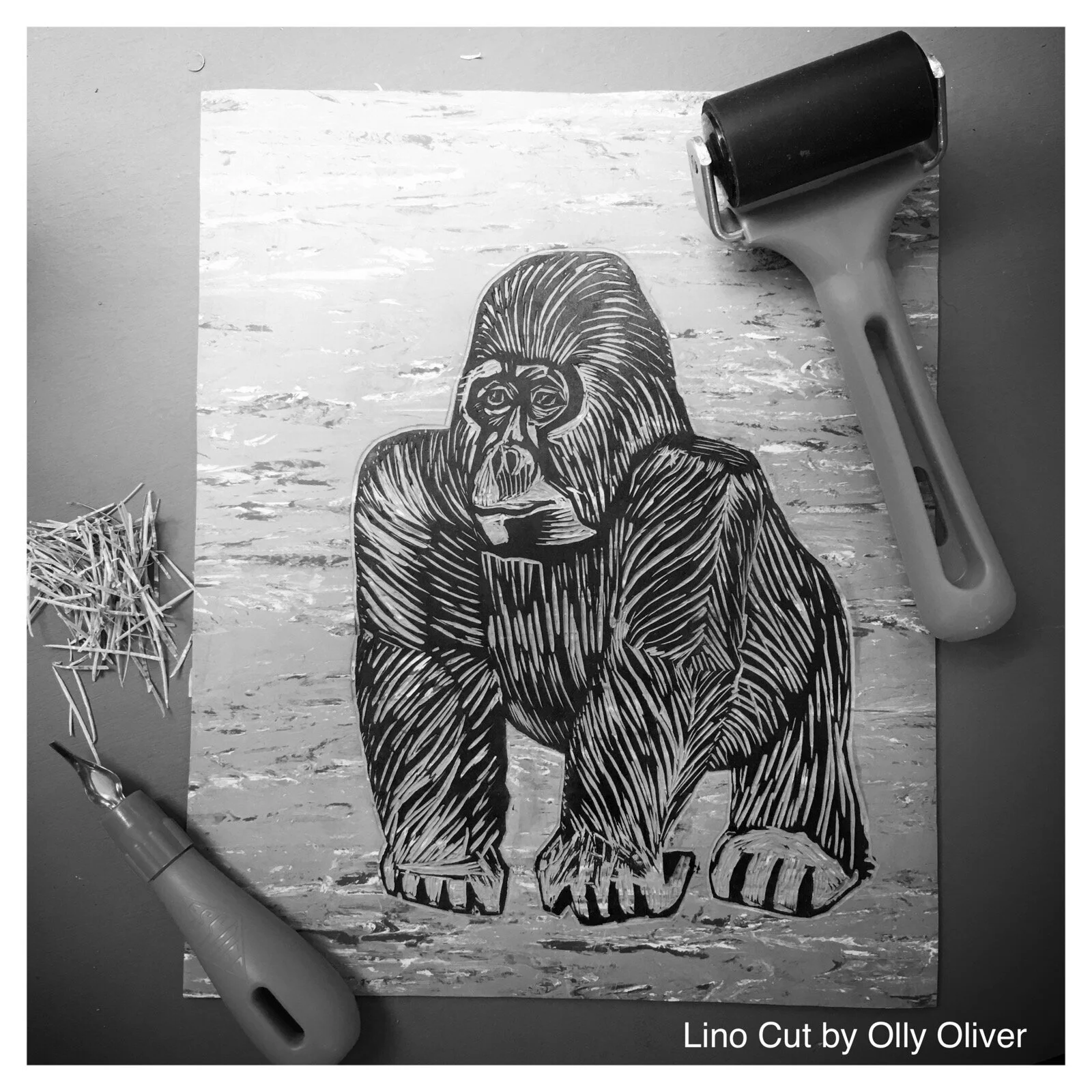 Lino Printing Workshop with Andrew Olly Oliver, Moon &amp; Moor Gallery Devon