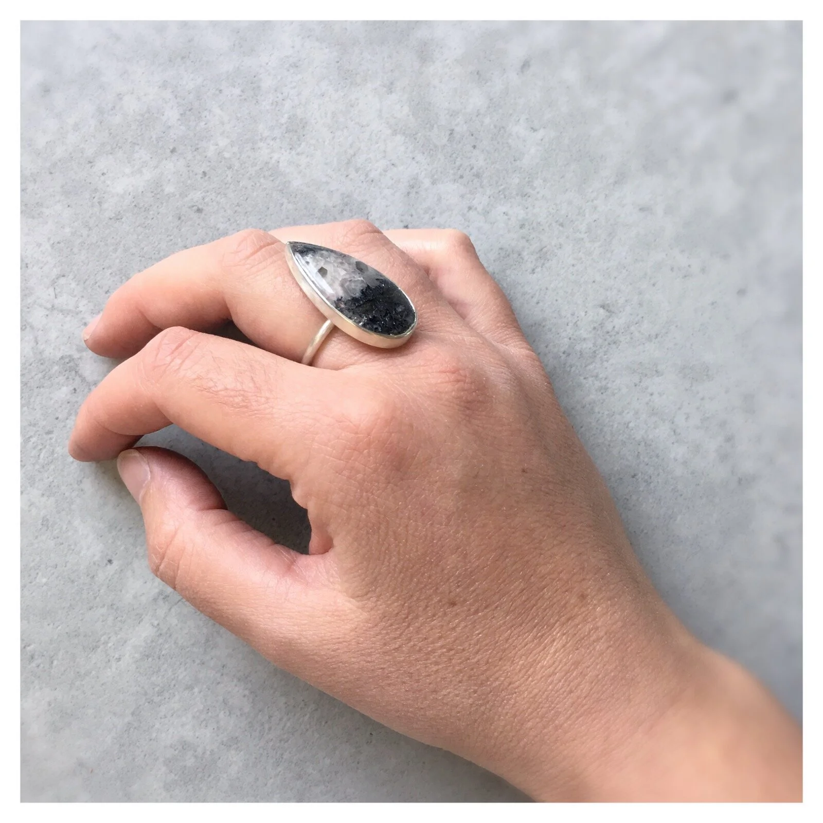 Quartz and silver handmade ring by Corrinne Eira Evans at Moon and Moor Gallery1.JPG