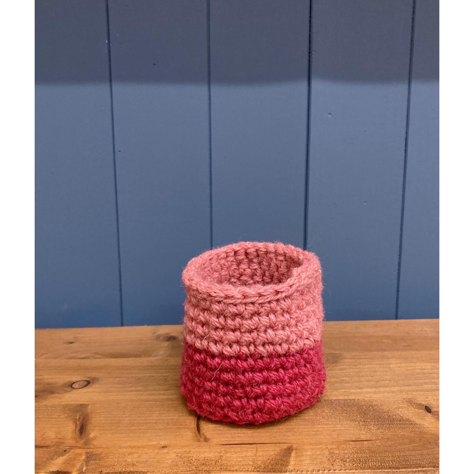Pink Tiny handmade basket by Donna Tombs from recycled textile material