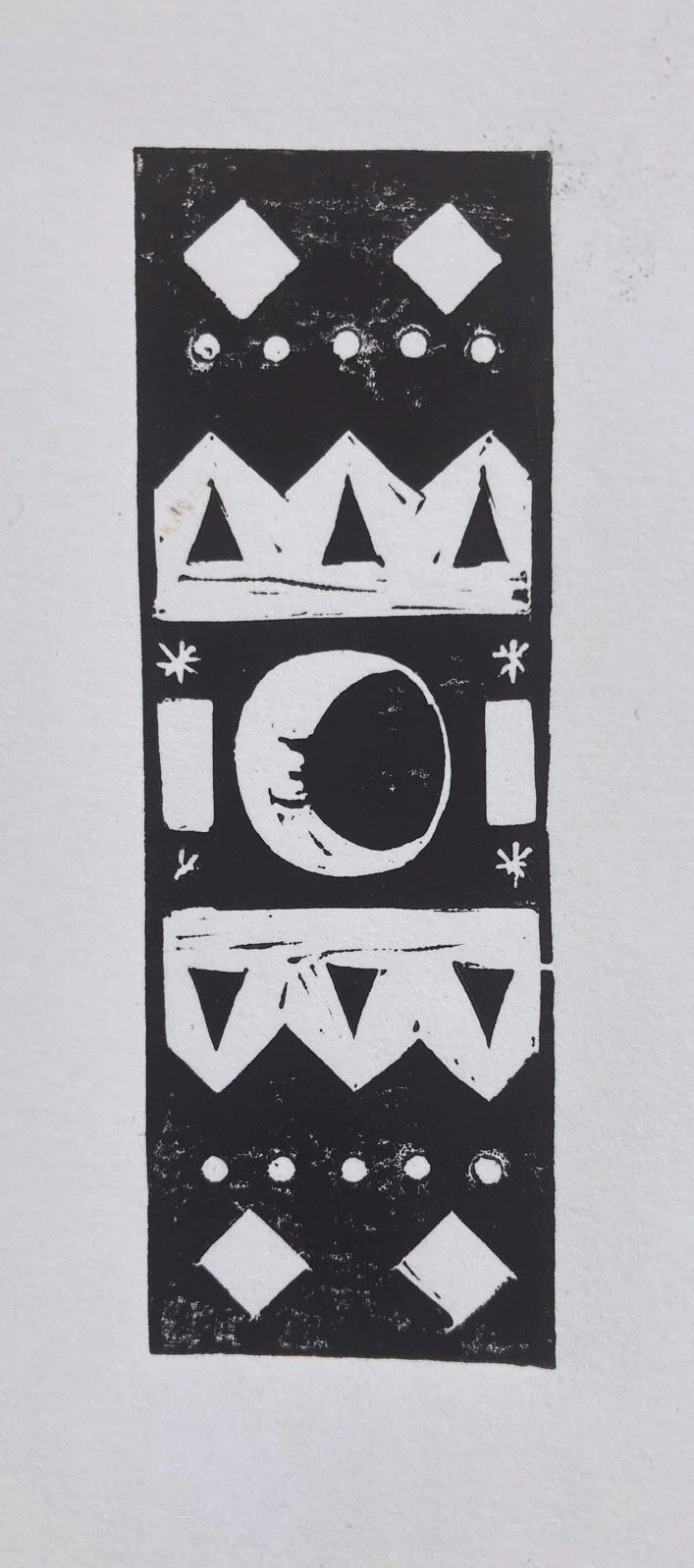 'Mini Moon' Black & White Lino Print by Andrew Olly Oliver.JPG