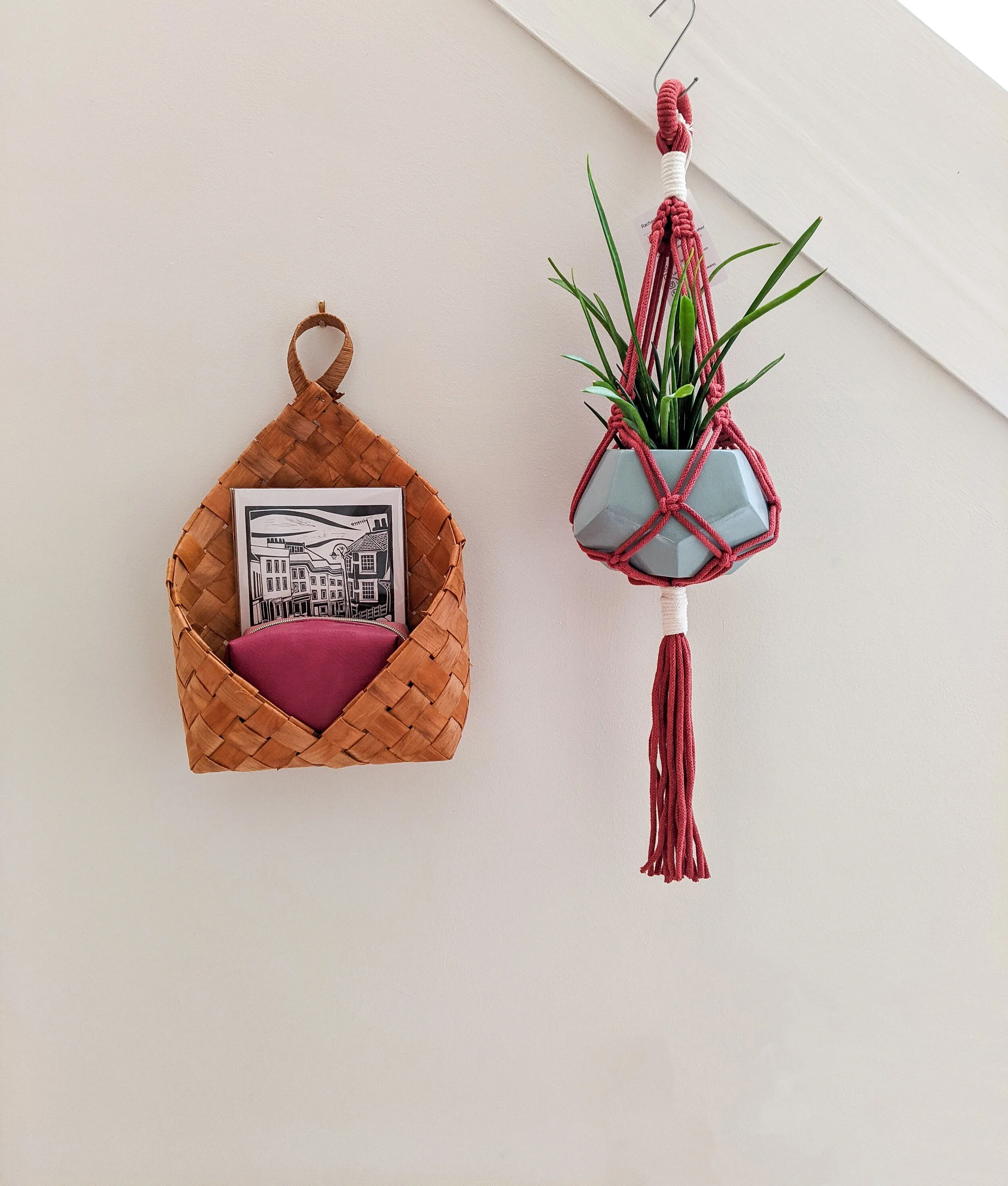 Rachael Larsson-Carter Textiles Macrame Plant Hangers for Moon &amp; Moor Gallery Okehampton Devon