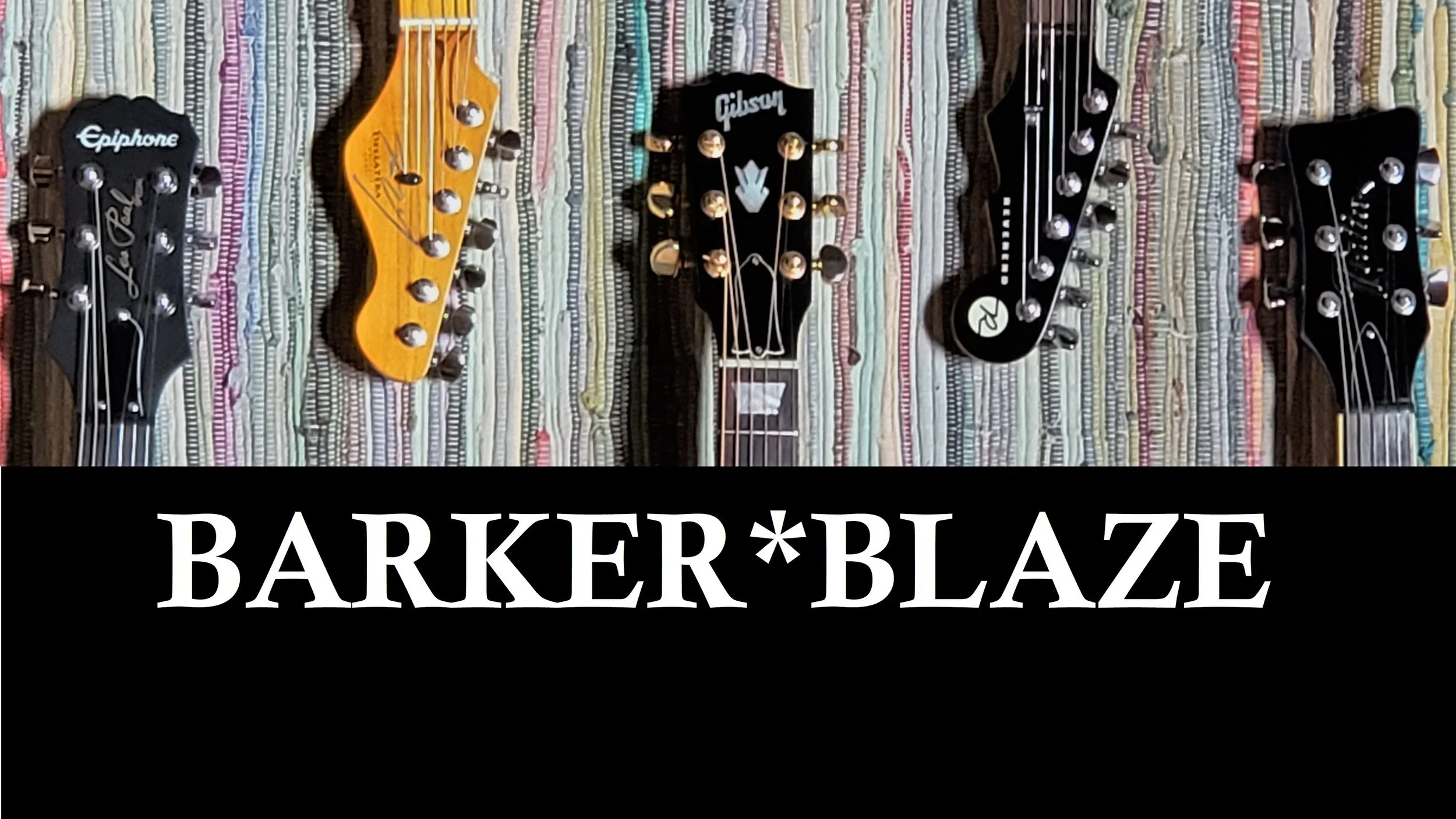 Guitar Heads on wallwith BARKER BLAZE caption