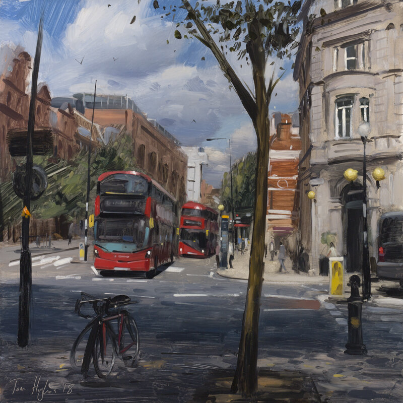 Lower Sloane Street from Sloane Square, June