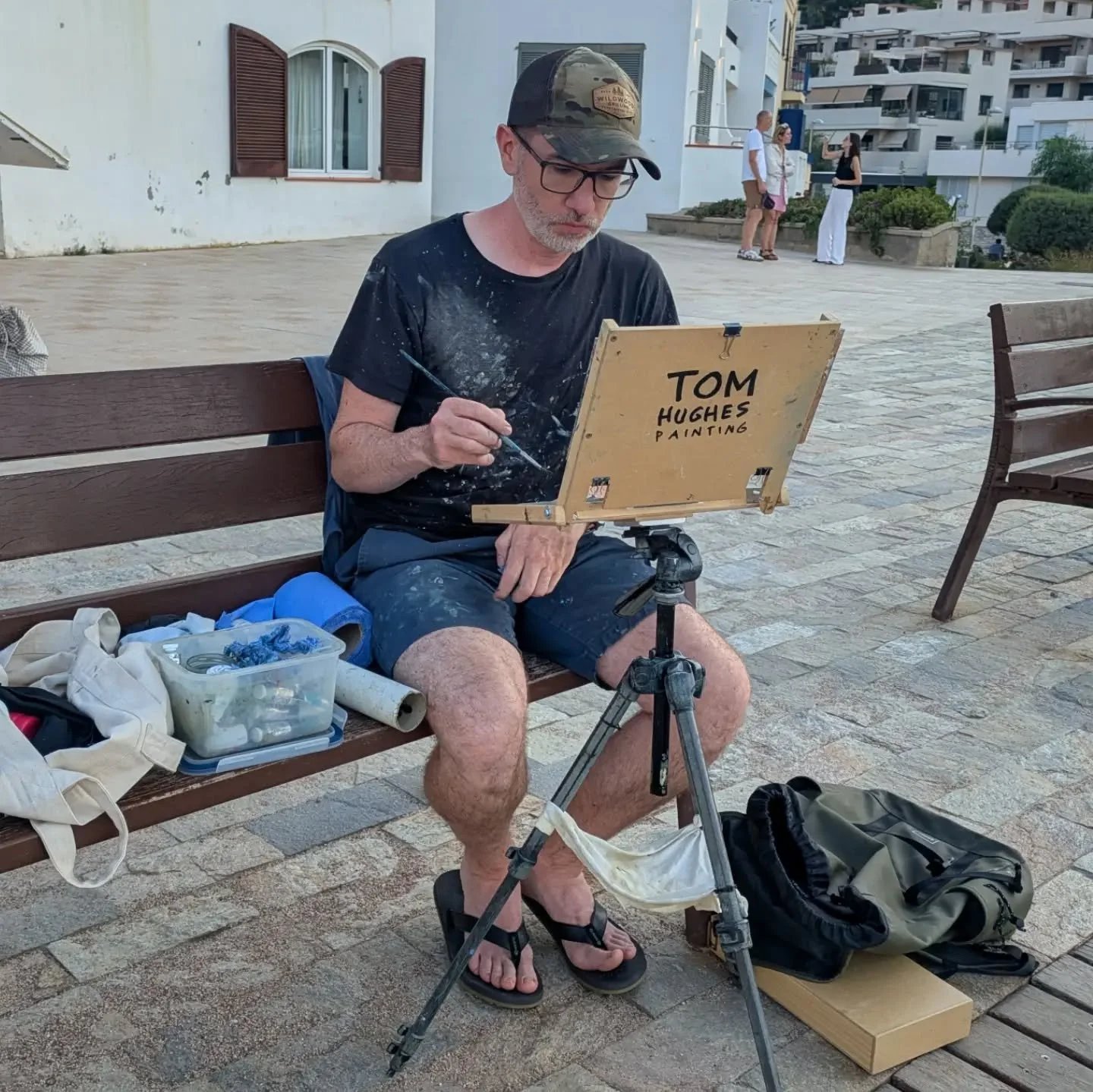 Trying to earn my dinner this evening at Platja de Sa Riera!
