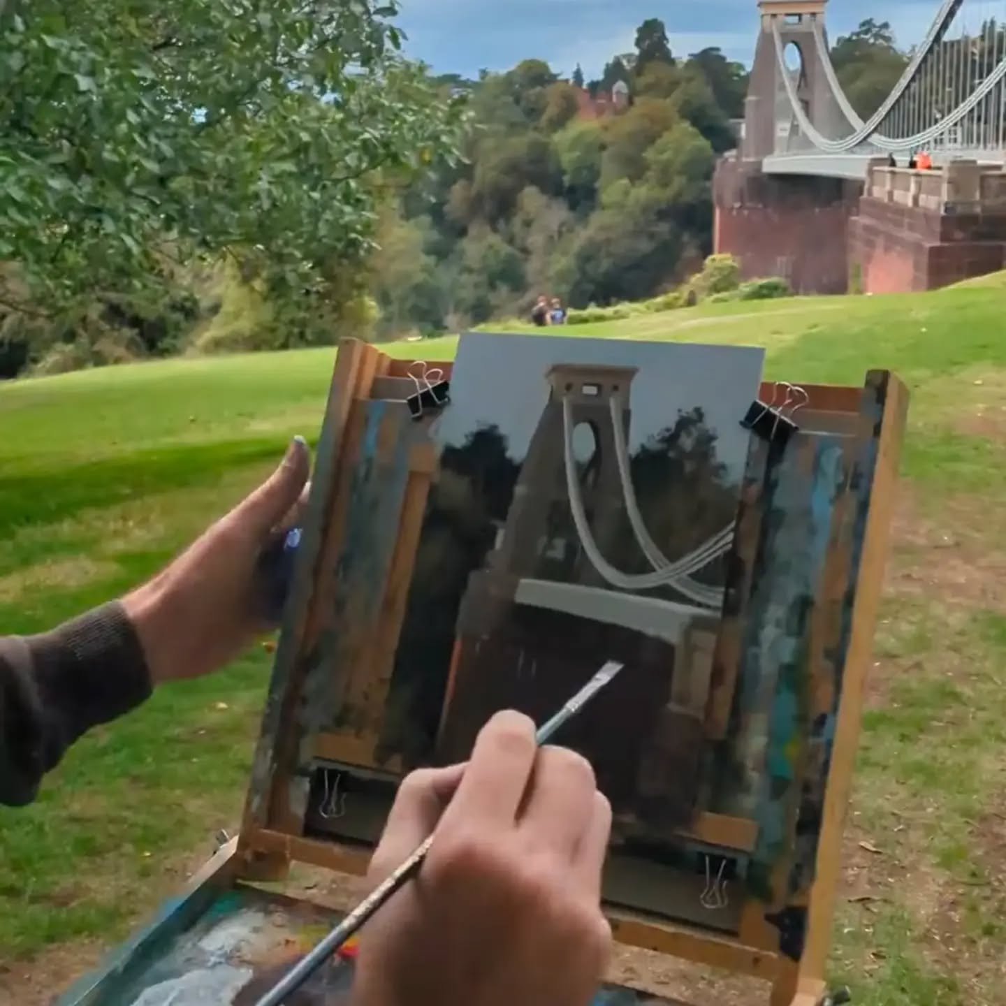 Painting up at the Clifton Suspension Bridge last week.

#pleinair #pleinairpainting