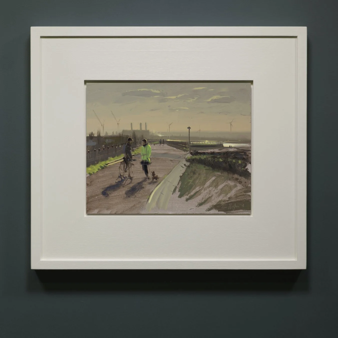 Dog walker chatting, Severn Beach, January framed.jpg