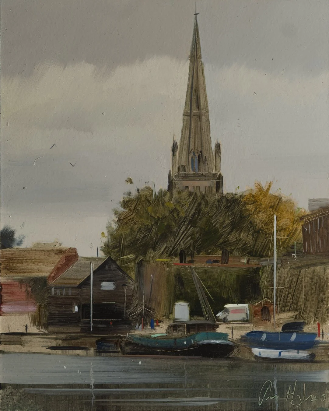 St Mary Redcliffe Warm Hues - 25.4 x 20.3cm 10 x 8” - Oil on 2.5mm board - AVAILABLE