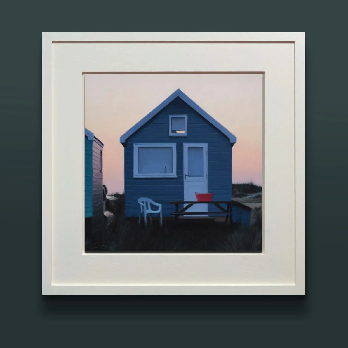 Back-lit blue hut with red tub - framed.jpg