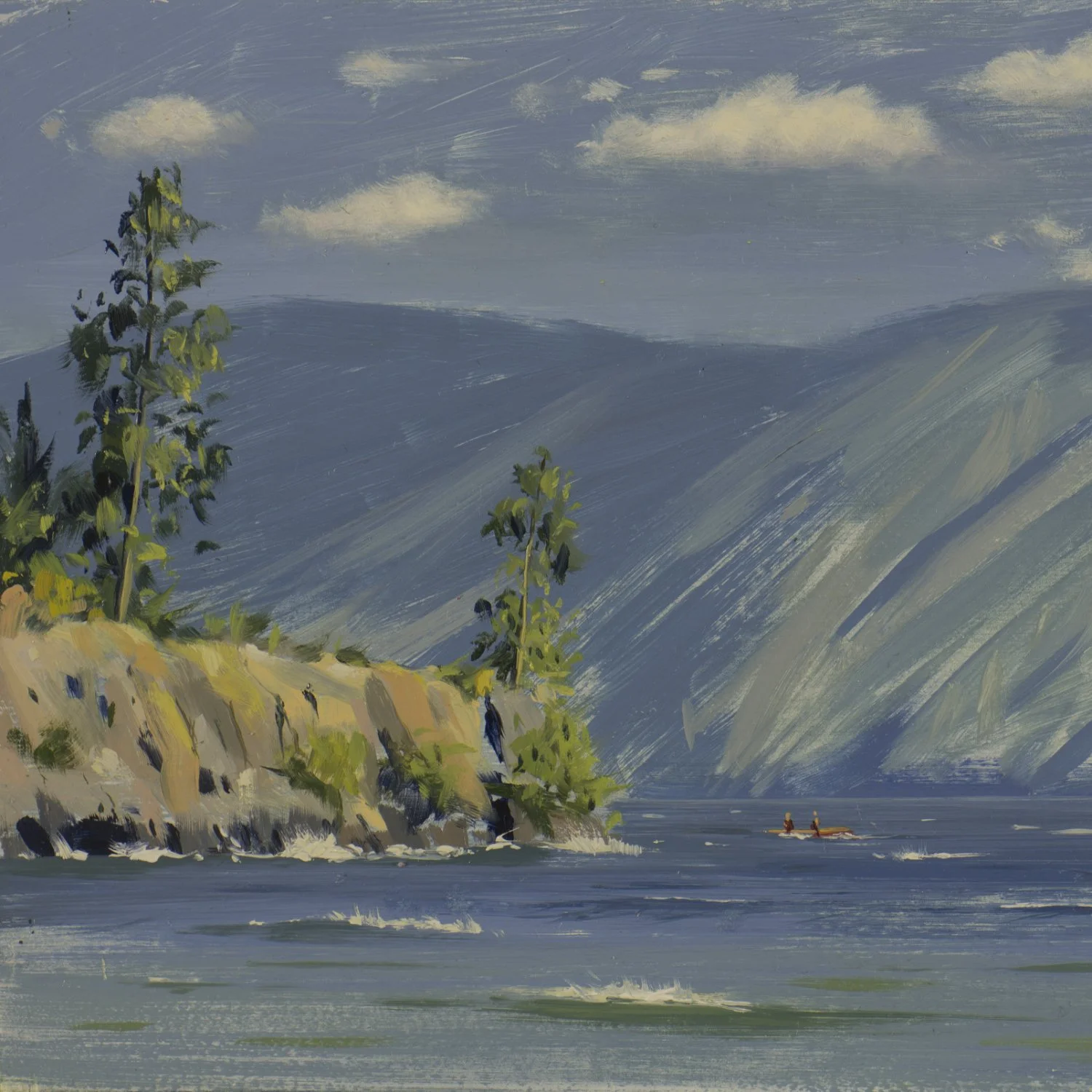 Lake Pend Oreille with canoe, Sandpoint Idaho, August 1500.jpg