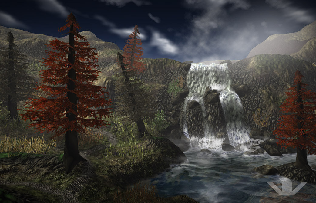 The Living trees around the waterfall