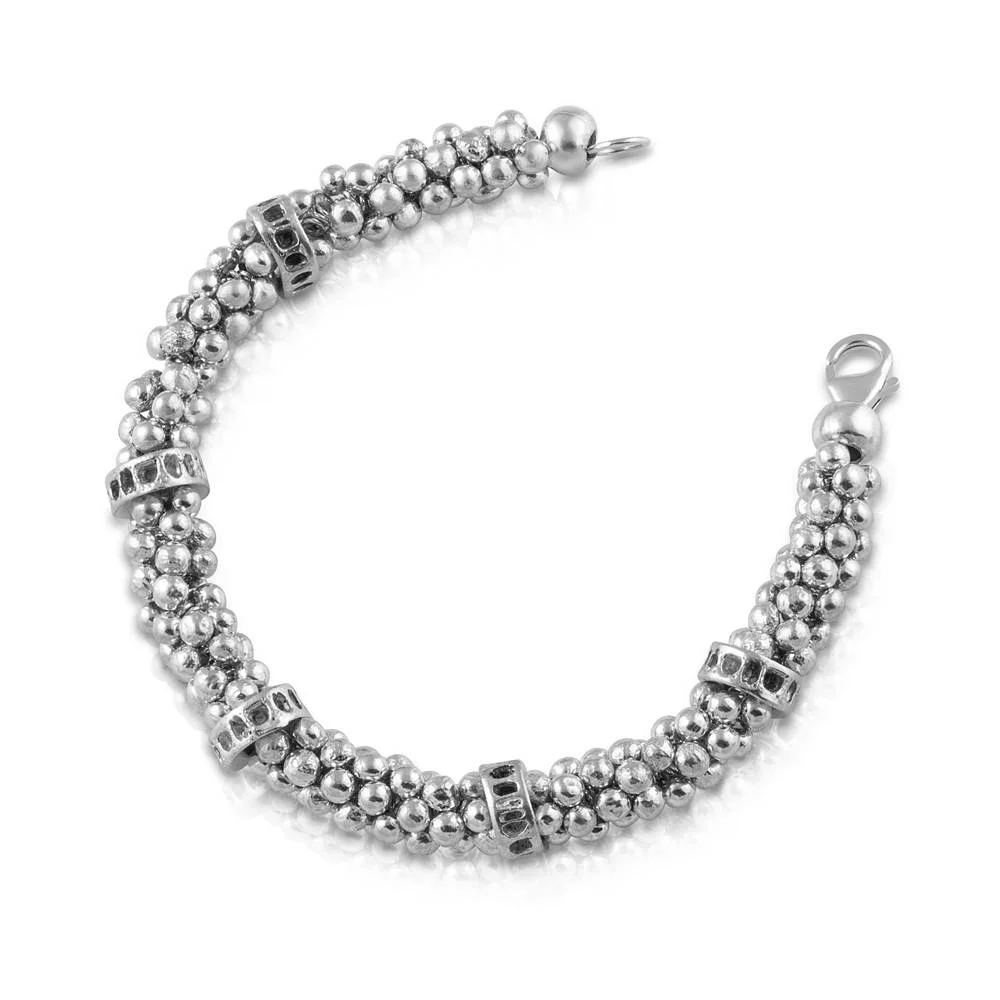 Shark Vertebrae Bali Bead Bracelet - Sterling Silver