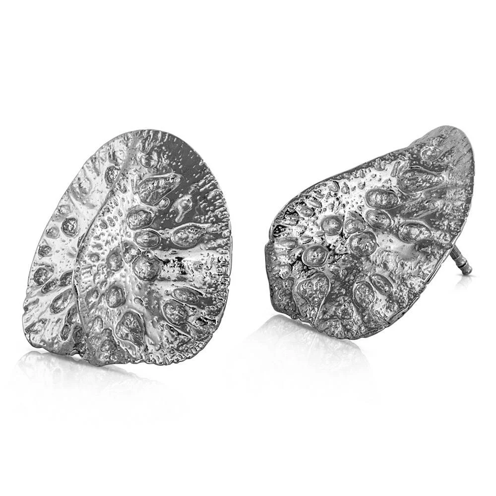 Alligator Scute Earrings - Sterling Silver (Large)