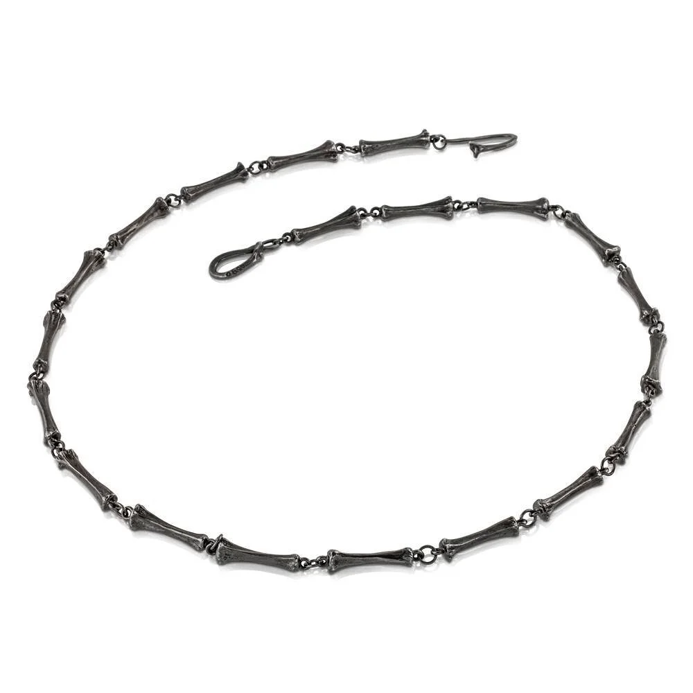 Alligator Toe Bone Necklace- Sterling Silver (Oxidized)