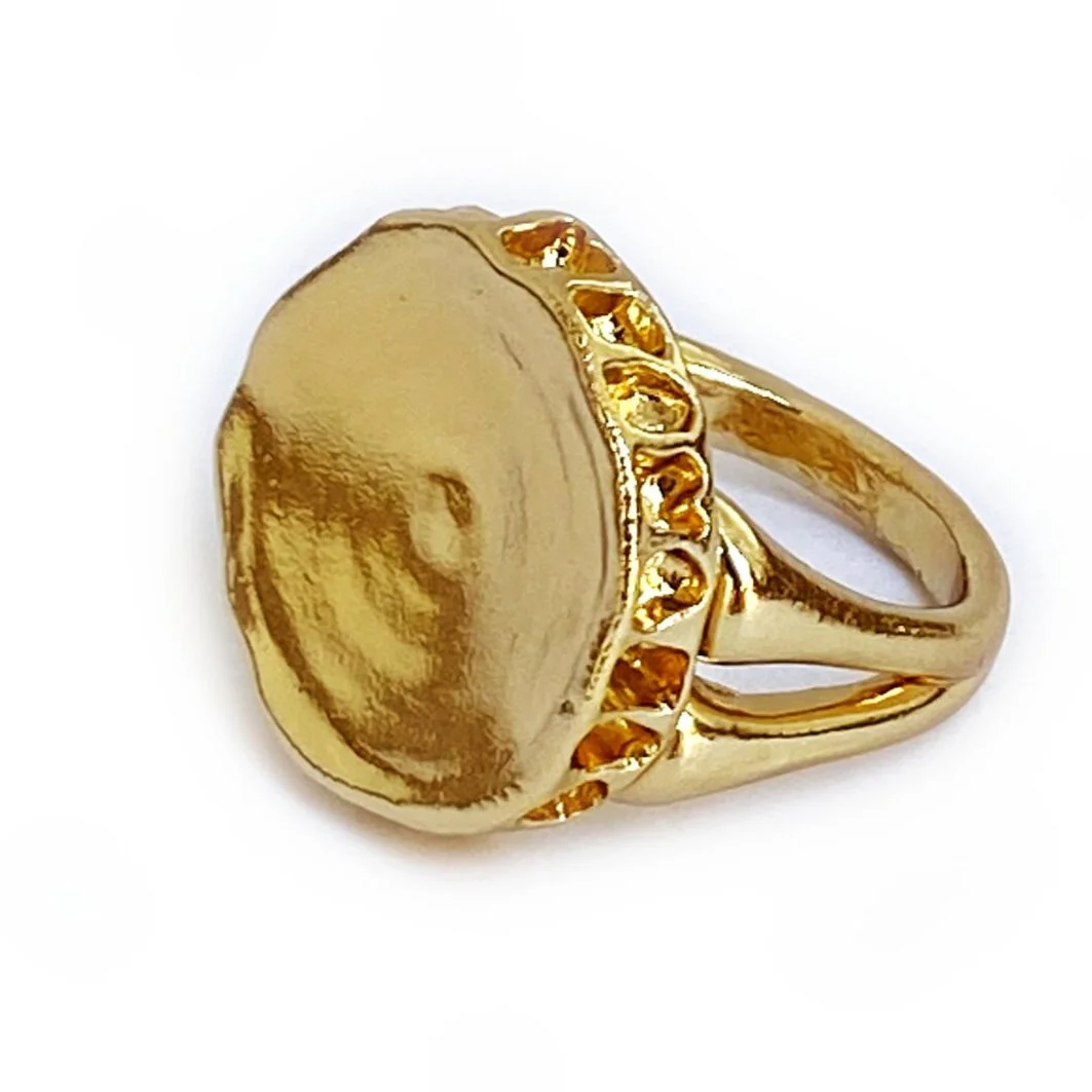 SHARK VERTEBRAE RING- VERMEIL