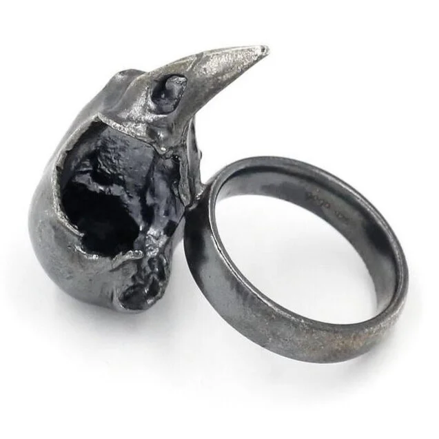 BIRD SKULL RING- STERLING SILER (OXIDIZED)
