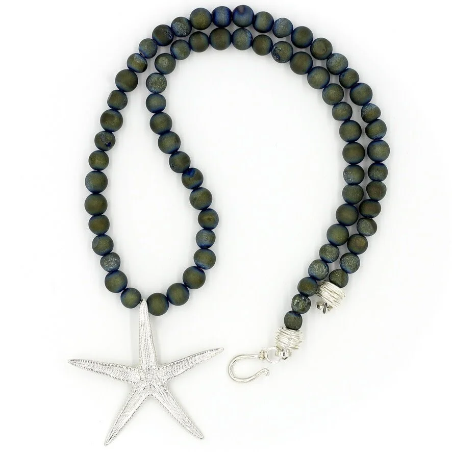 Starfish Pendant Necklace - Sterling Silver (Large)