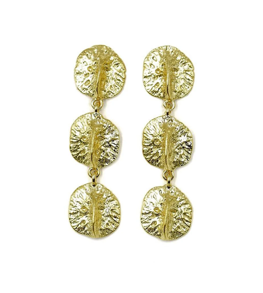 ALLIGATOR SCUTE EARRINGS - TRIPLE - VERMEIL
