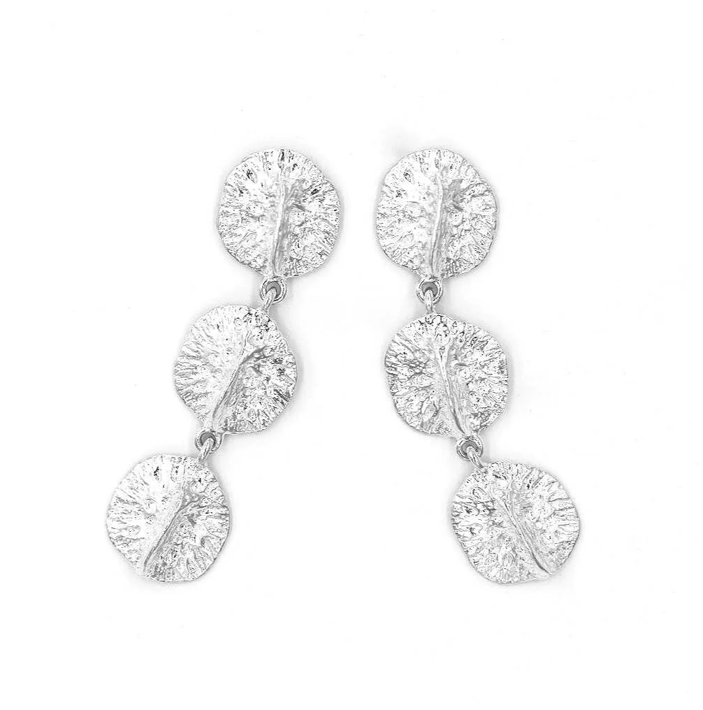Alligator Scute Earrings - Sterling Silver (Triple)