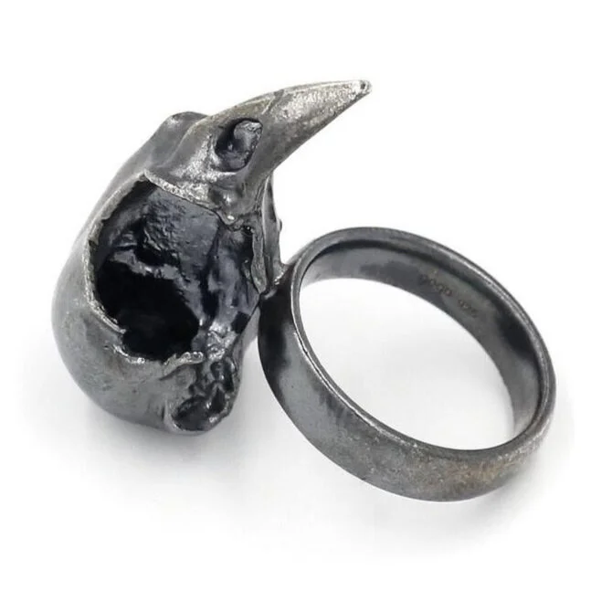 Bird Skull Ring - Sterling Silver (Oxidized) Small