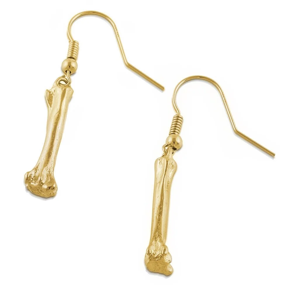 Alligator Toe Bone Earrings- Vermeil- Single