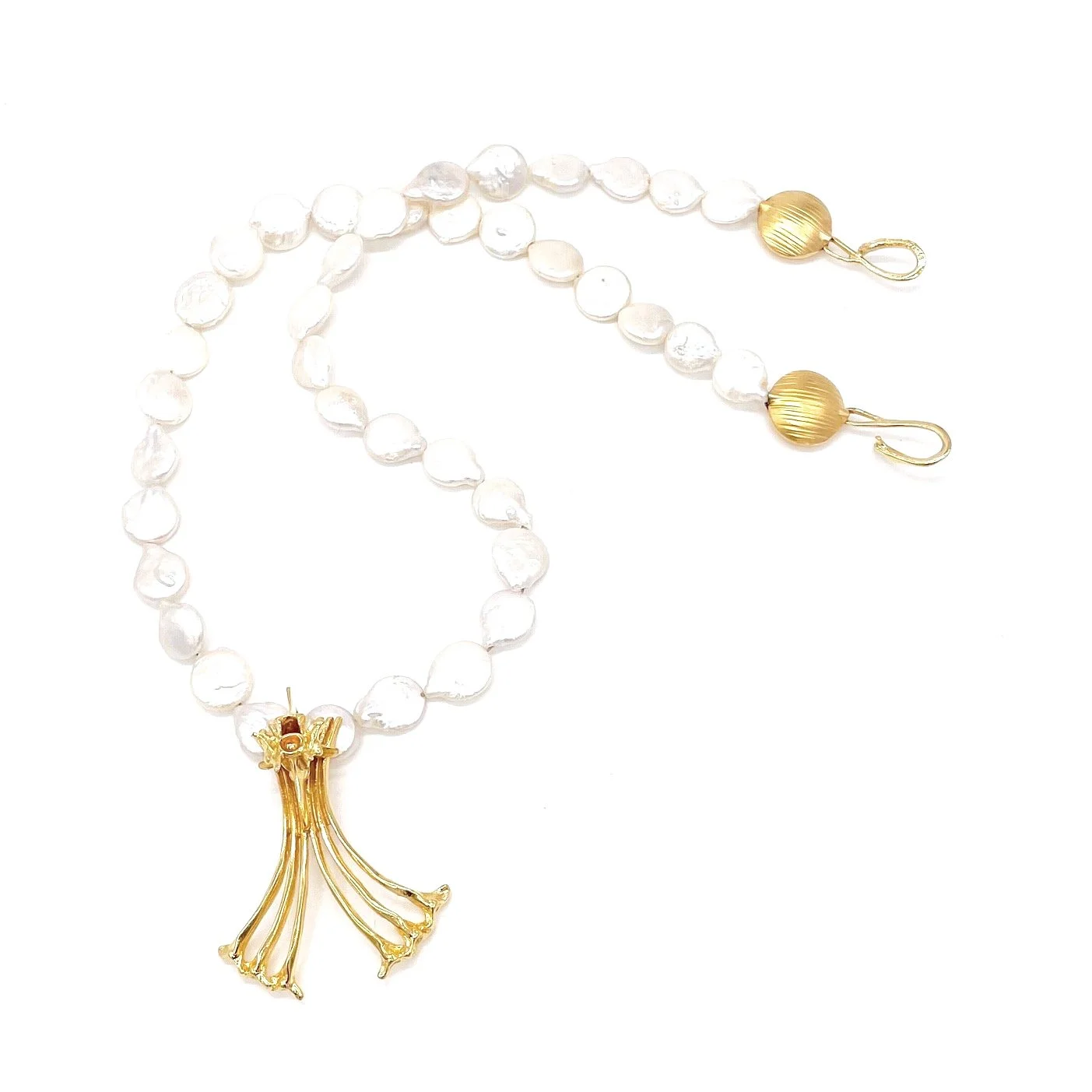 Gogo Logo Pendant Necklace- Vermeil (Coin Pearl)